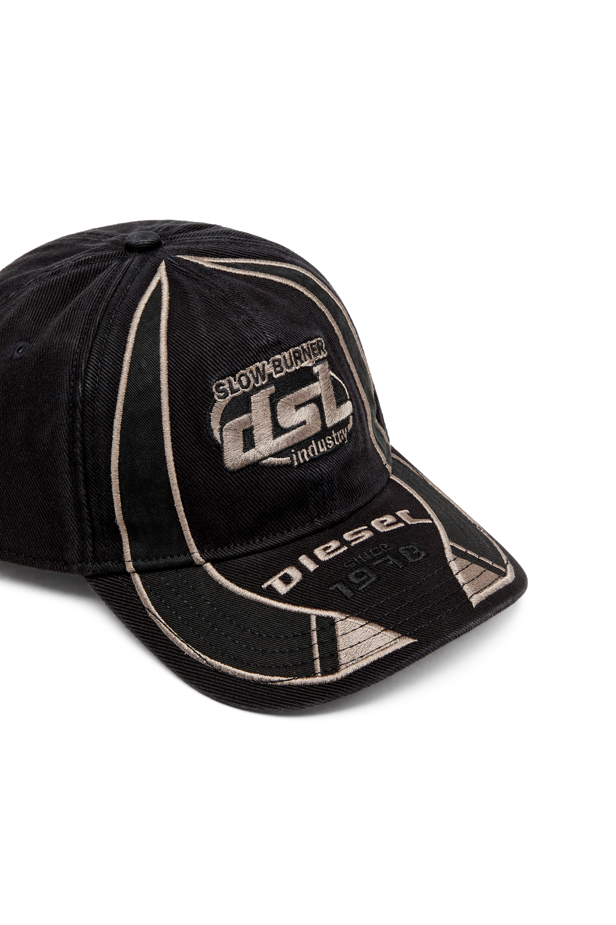 Diesel - C-ARSON, Man's Baseball cap with embroidered detail in Black/Grey - 3