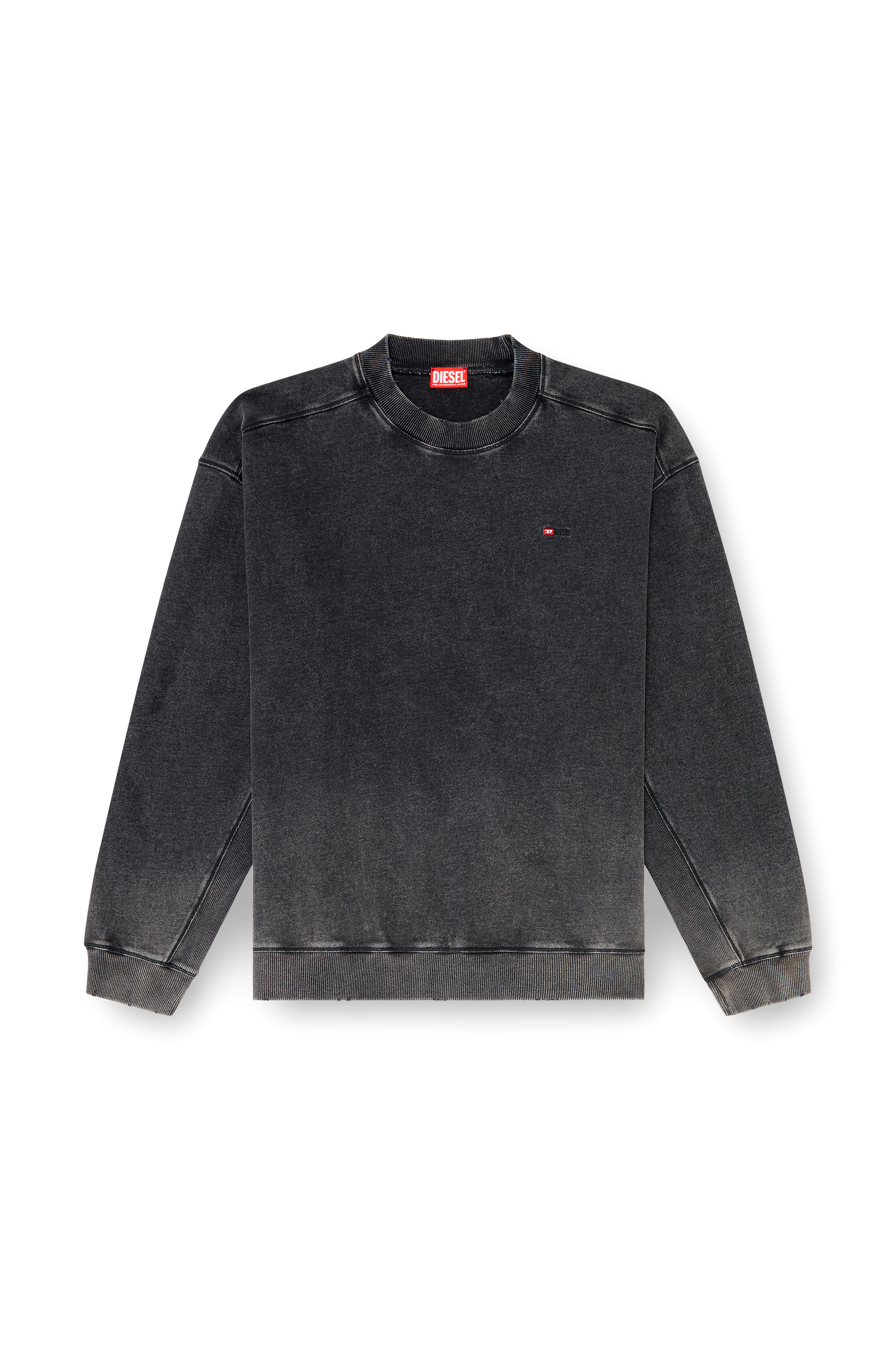 Diesel - S-CROX, Man's Cotton sweatshirt with faded effect in Dark grey - 2