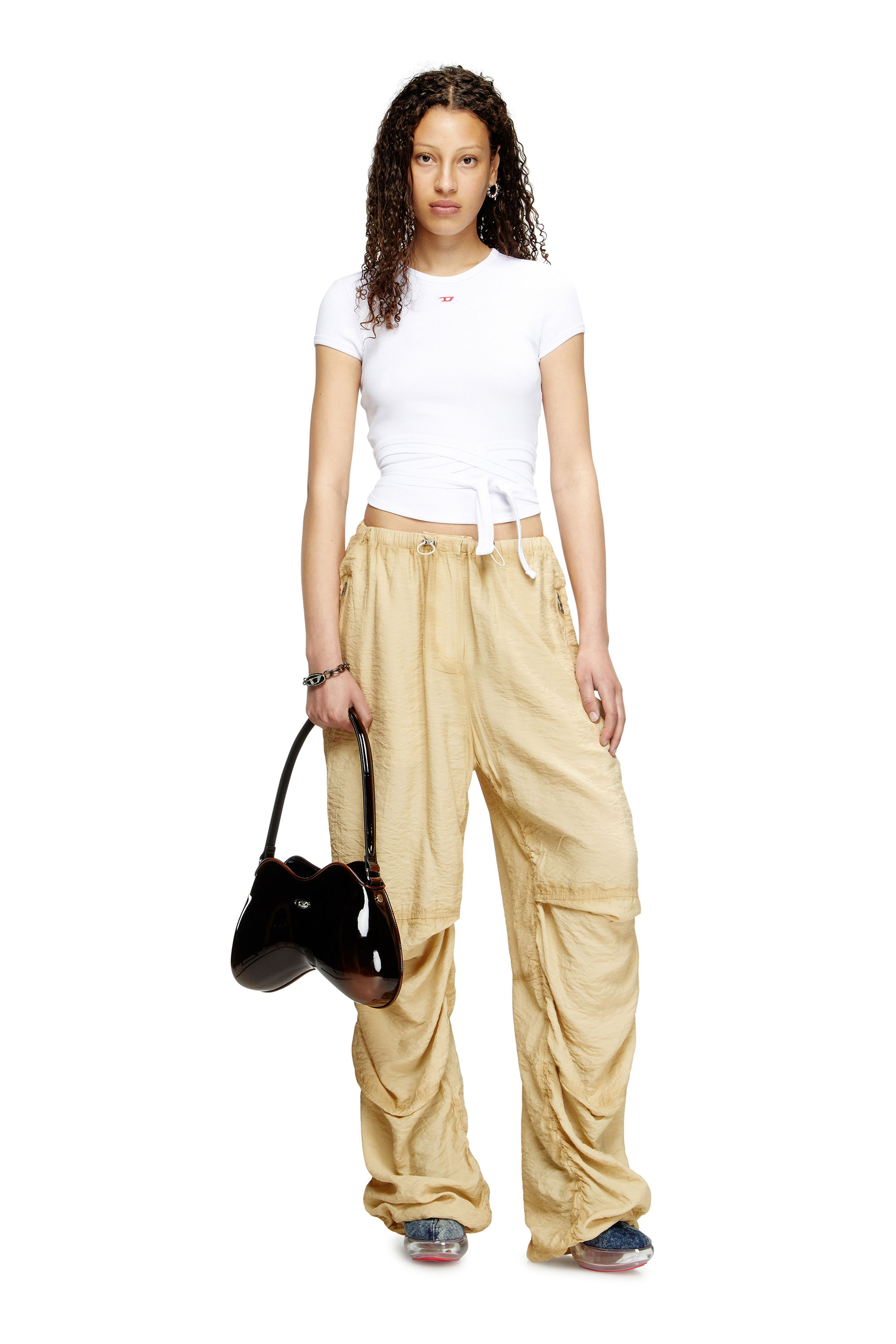 Diesel - T-BUNNY-TAIL, Woman's T-shirt with wrap ties in White - 1