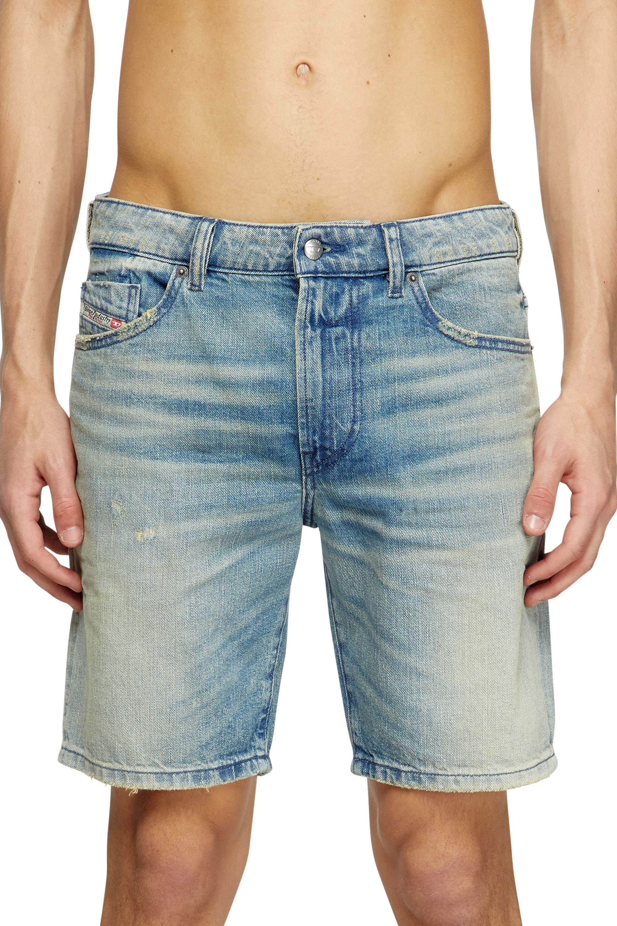 Diesel - D-FIN, Man's Slim shorts in worn-effect denim in Light Blue - 5