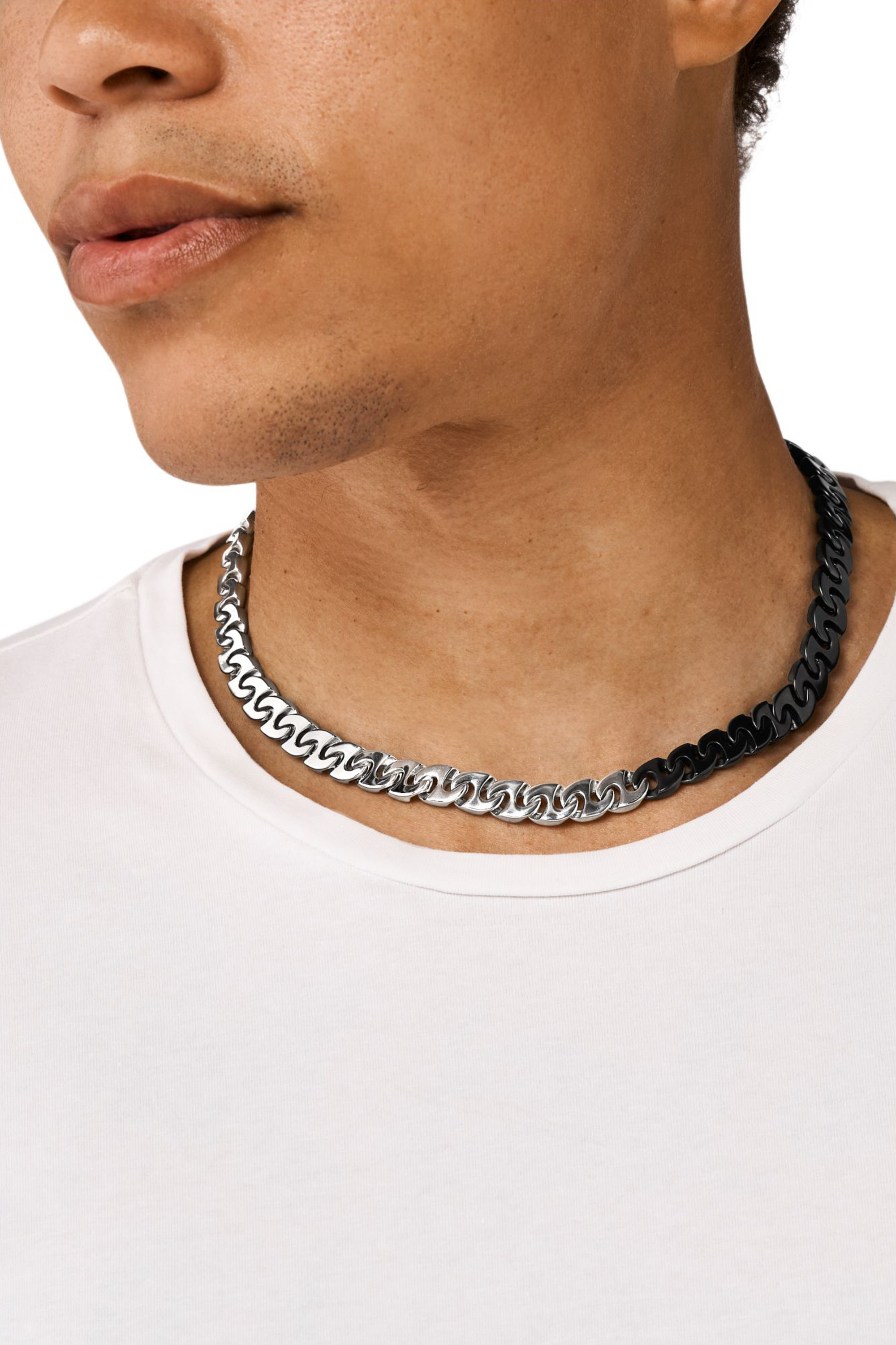 Diesel - DX1530931, Unisex's Two-Tone Stainless Steel Chain Necklace in Silver/Black - 3