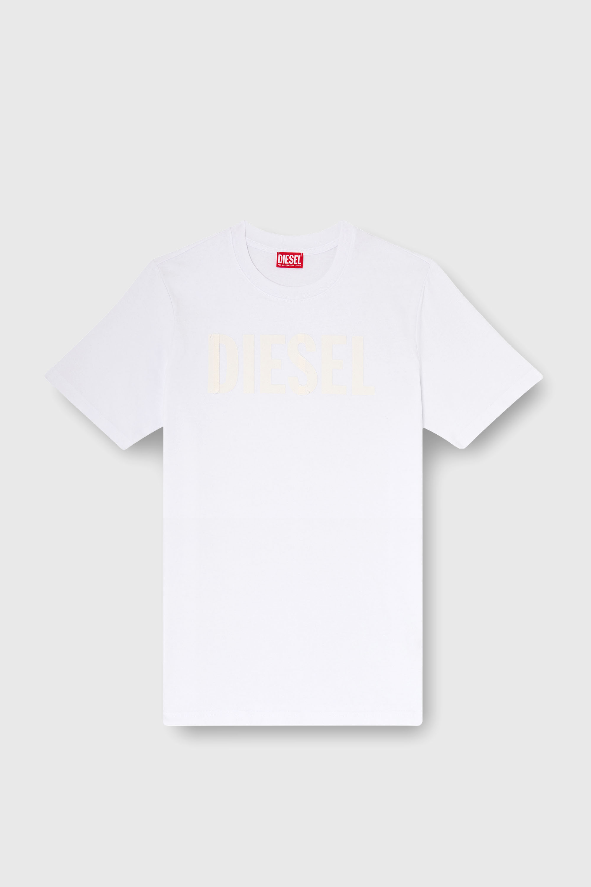 Diesel - T-JUST-APP-T92, Man's Cotton T-shirt with tonal Diesel logo print in White - 2