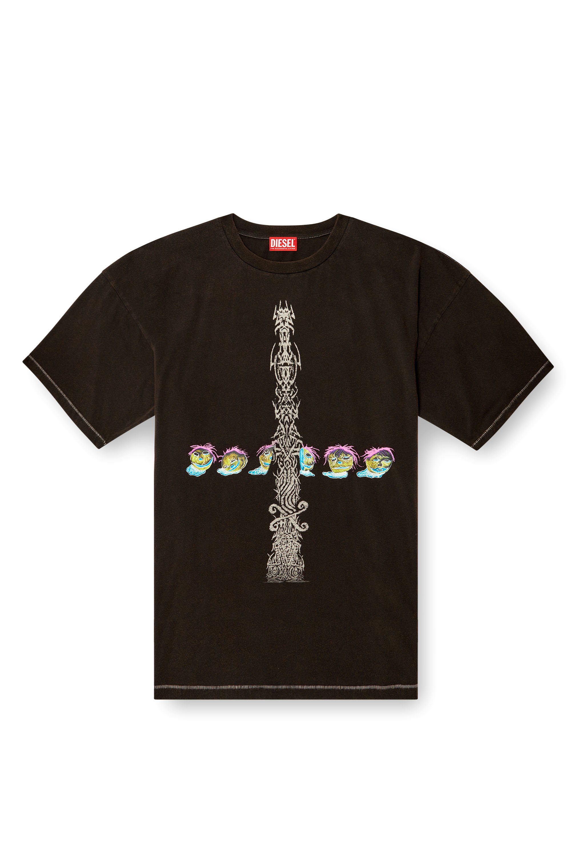 Diesel - T-BOXT-R4, Man's Acid-wash T-shirt with printed graphics in Black - 3