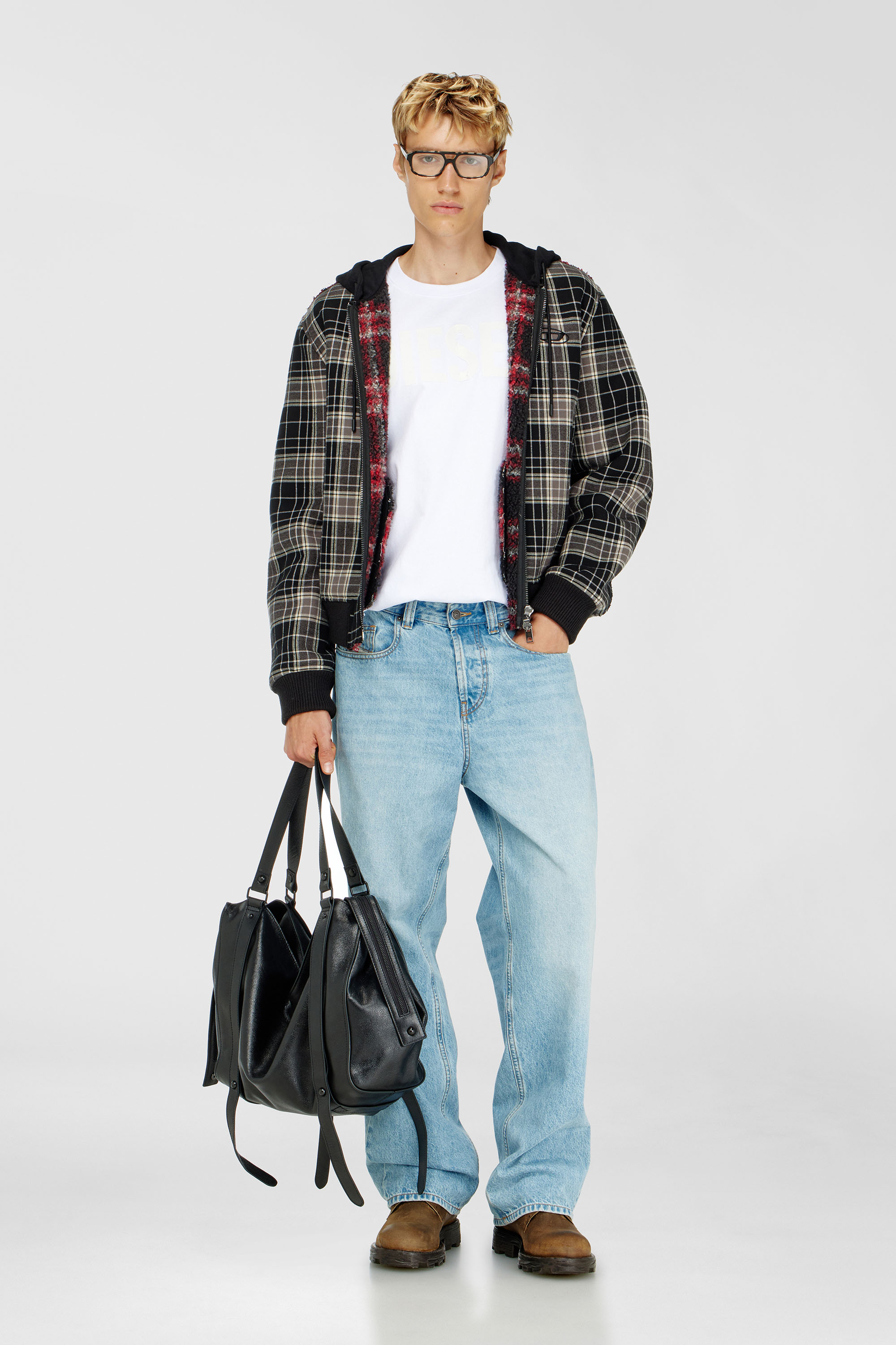Diesel - T-JUST-APP-T92, Man's Cotton T-shirt with tonal Diesel logo print in White - 1