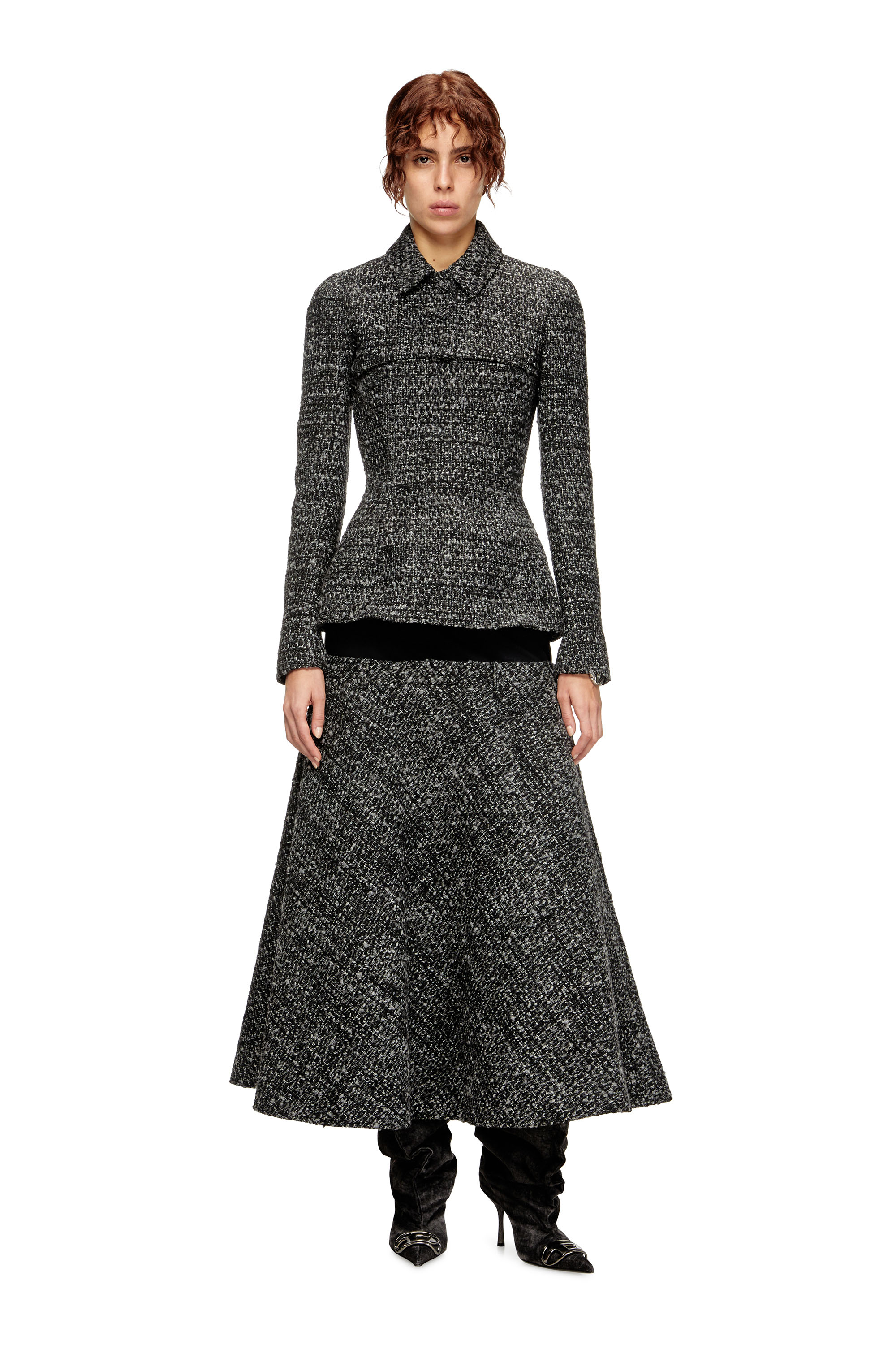 G-ANNE, Black Diesel - G-ANNE, Woman's Bouclé jacket with ultra-crop hem in Black - 1