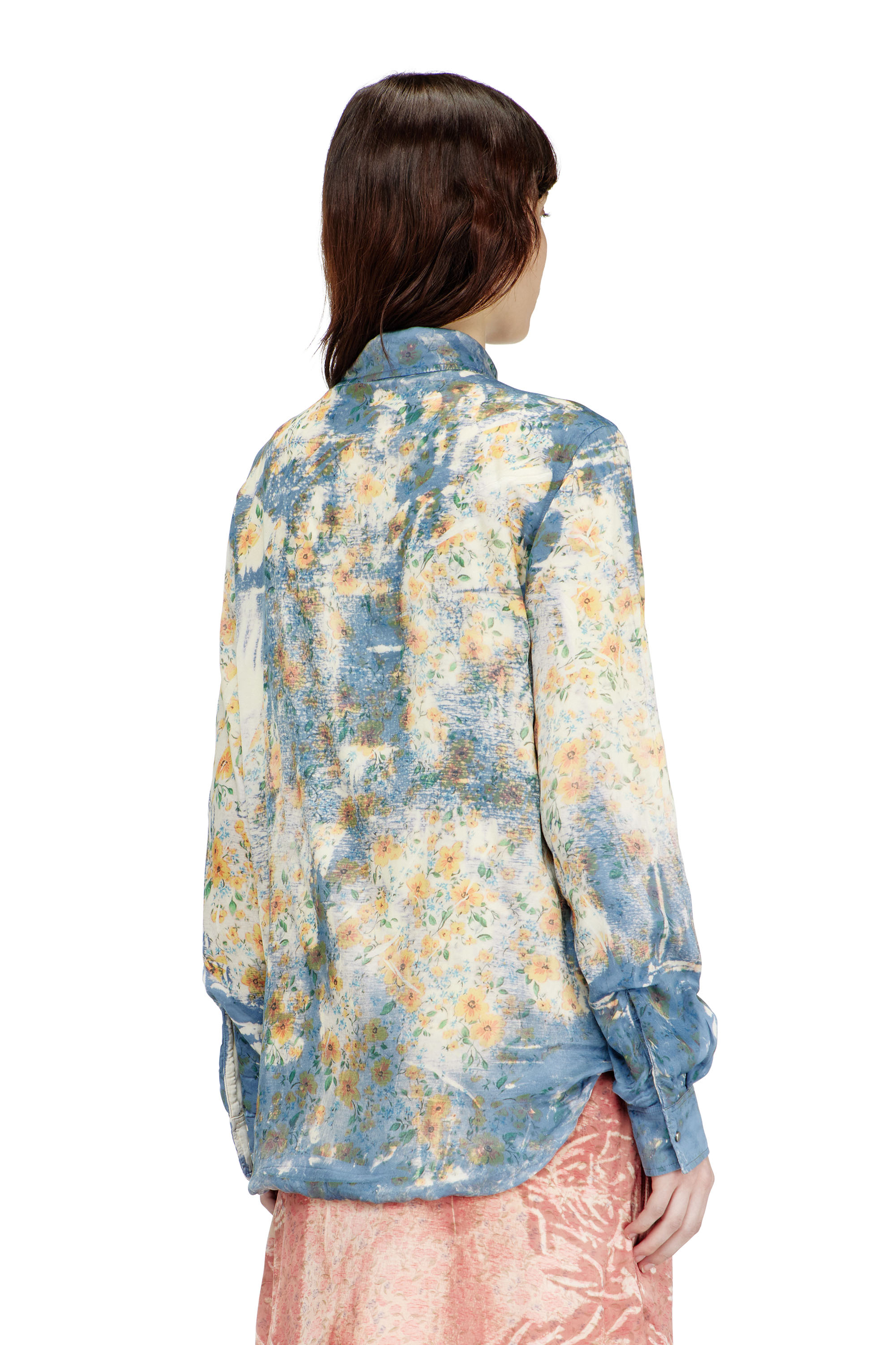 Diesel - C-ASSY, Woman's Shirt with floral X-ray effect in Light Blue - 4