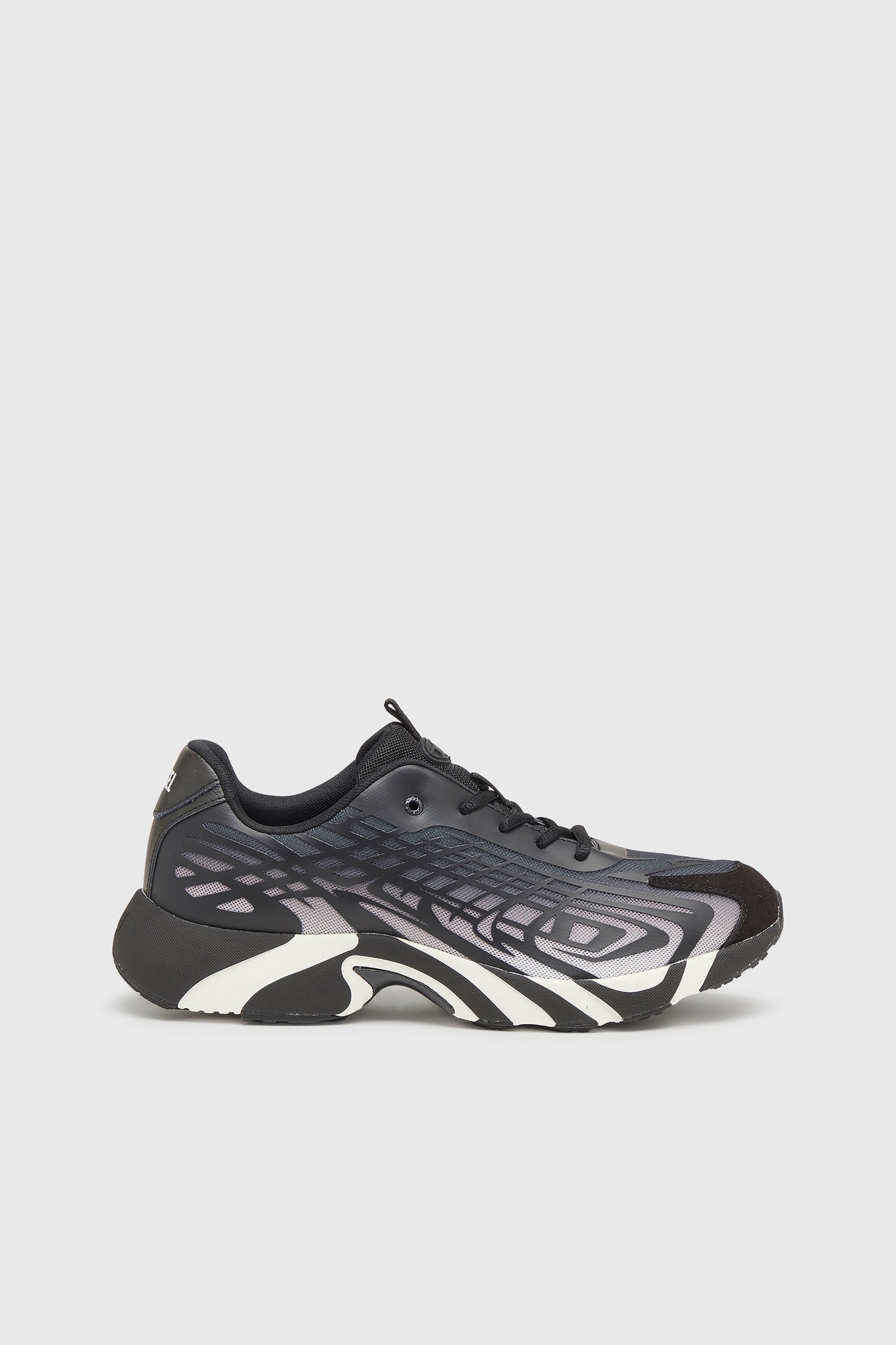 Diesel - S-D-VIT'S 500 LOW, Man's D-Vit-Sneakers in striped d&eacute;grad&eacute; mesh in Black/White - 1