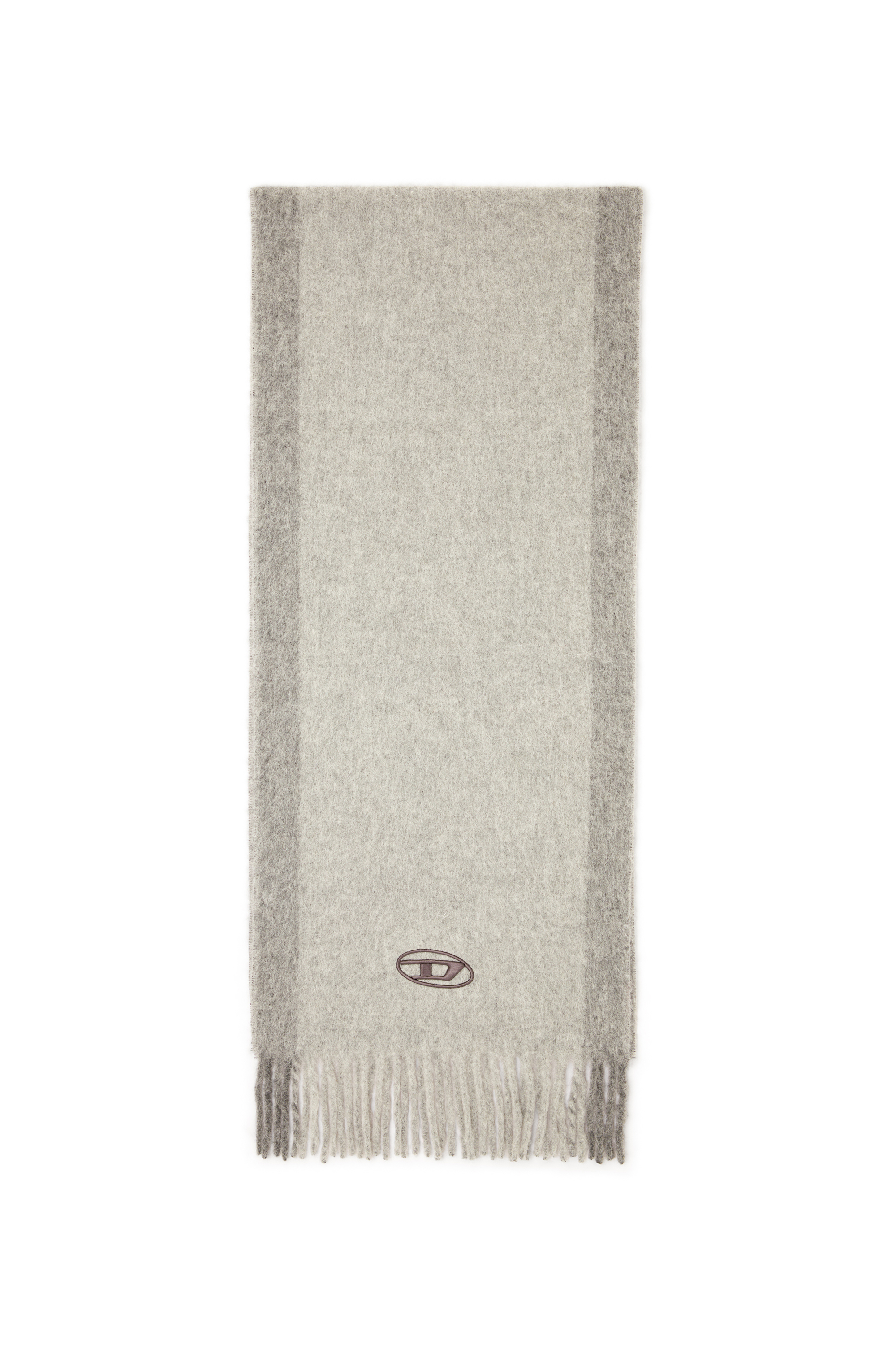 Diesel - S-OLID, Man's Wool-blend scarf with contrast stripes in Grey - 1