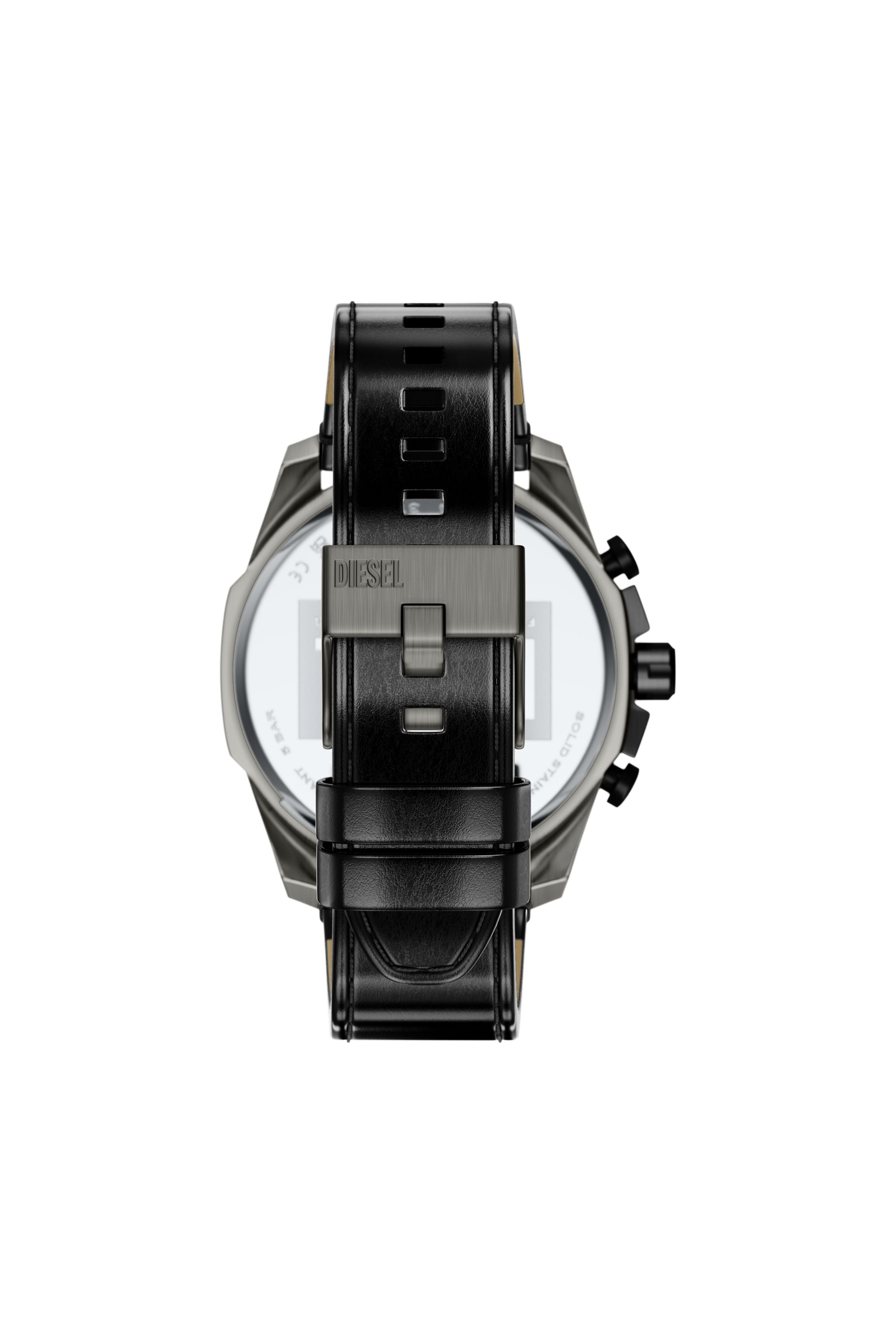 Diesel - DZ4714 WATCH, Man's Mega Chief Slim black leather watch in Black - 2