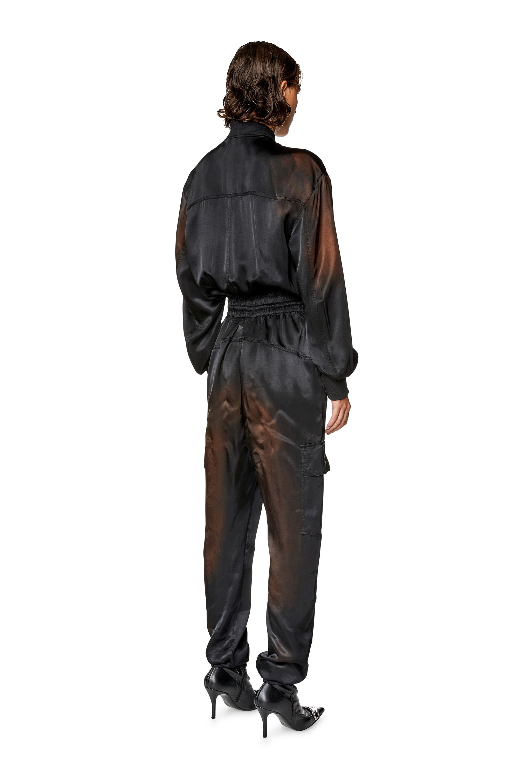 Diesel - J-VENUS, Woman Jumpsuit in solarised satin in Black - Image 2