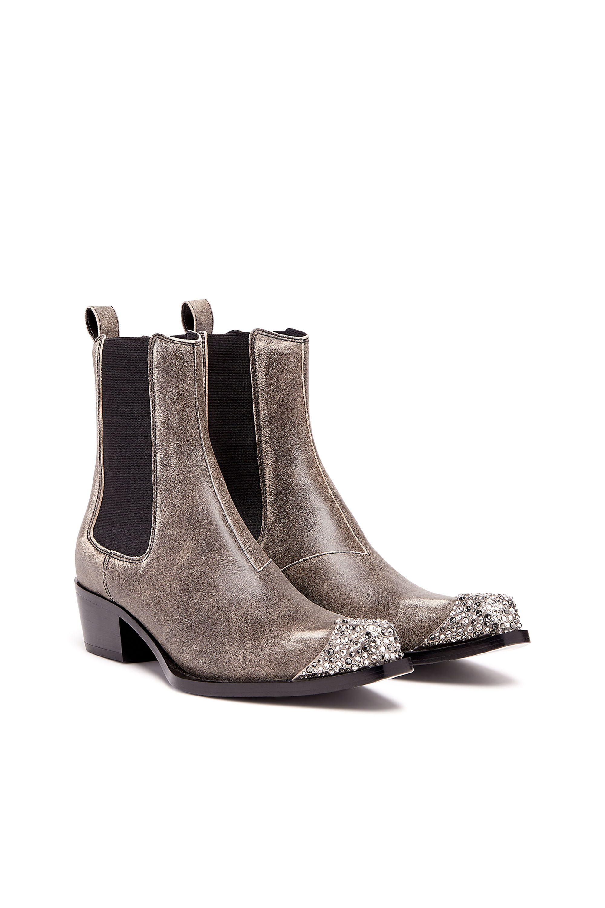 D-CALAMITY AB, Brown Diesel - D-CALAMITY AB, Woman's D-Calamity Ab - Treated leather boots with crystal toe cap in Brown - 2