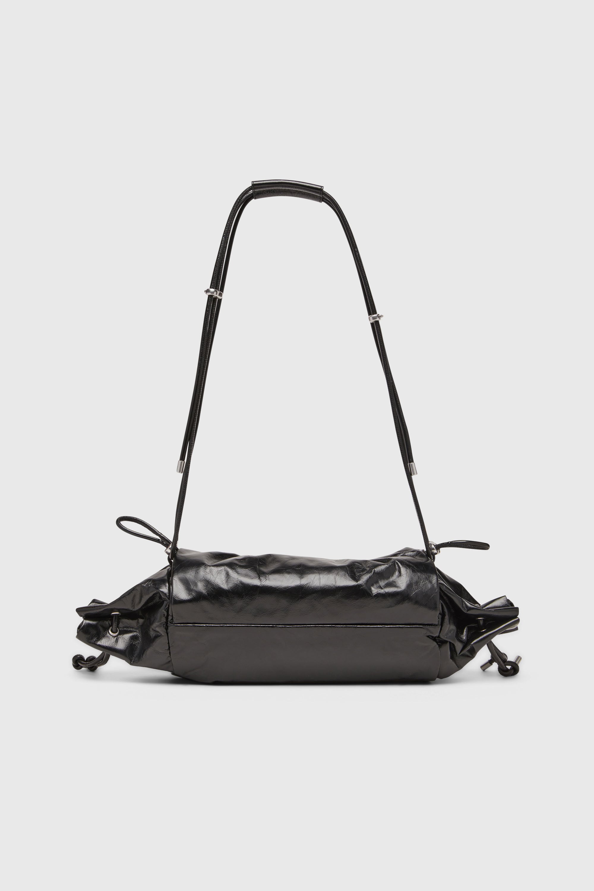 Diesel - SCRUNCH-D SHOULDER M, Woman's Scrunch-D-Shoulder bag in scrunched shiny leather in Black - 2