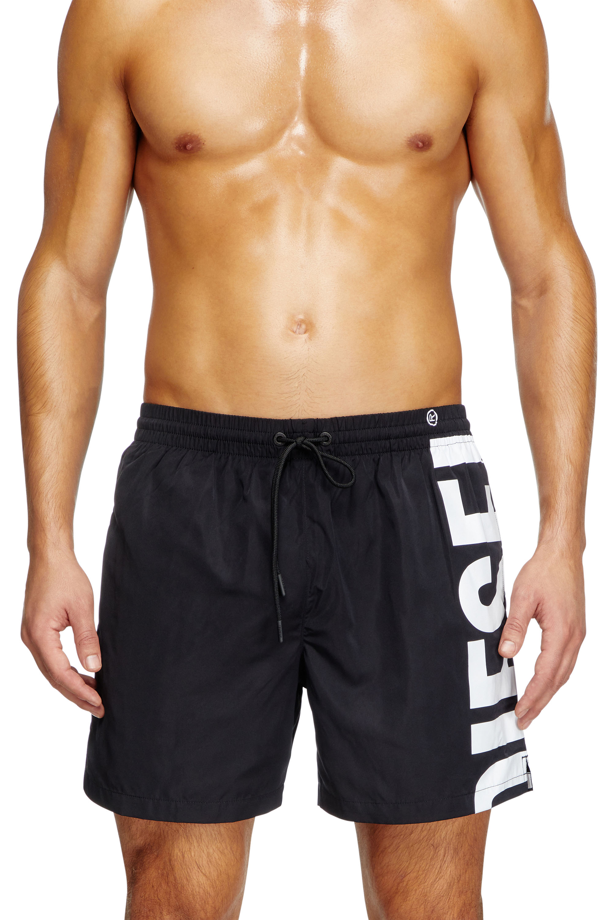 Diesel - RIO-41-D-CORE, Man's Mid-length swim shorts with maxi logo in Black/White - 2