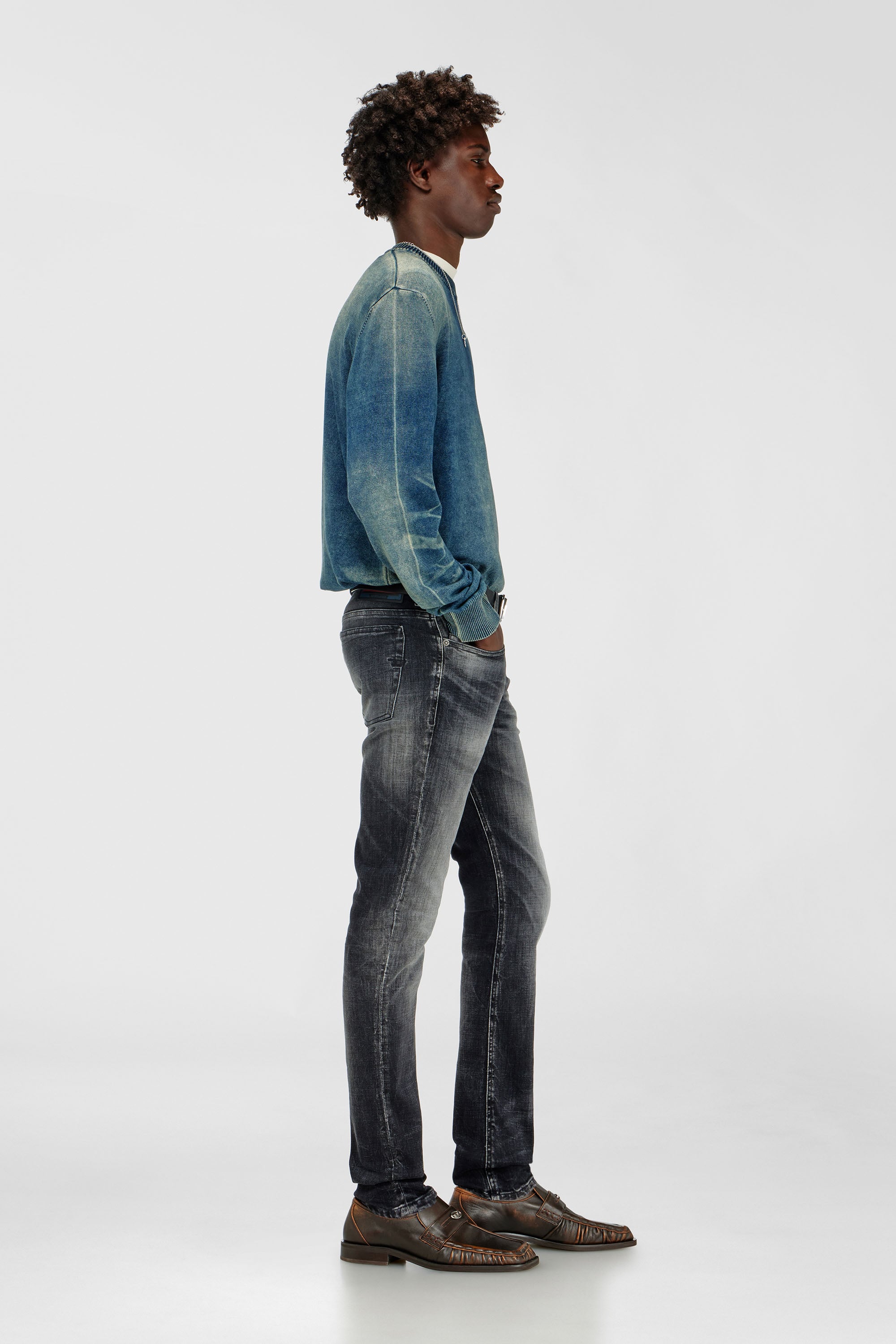 Diesel - Man's Skinny Jeans 1979 Sleenker 09R08, Black/Dark grey - 2
