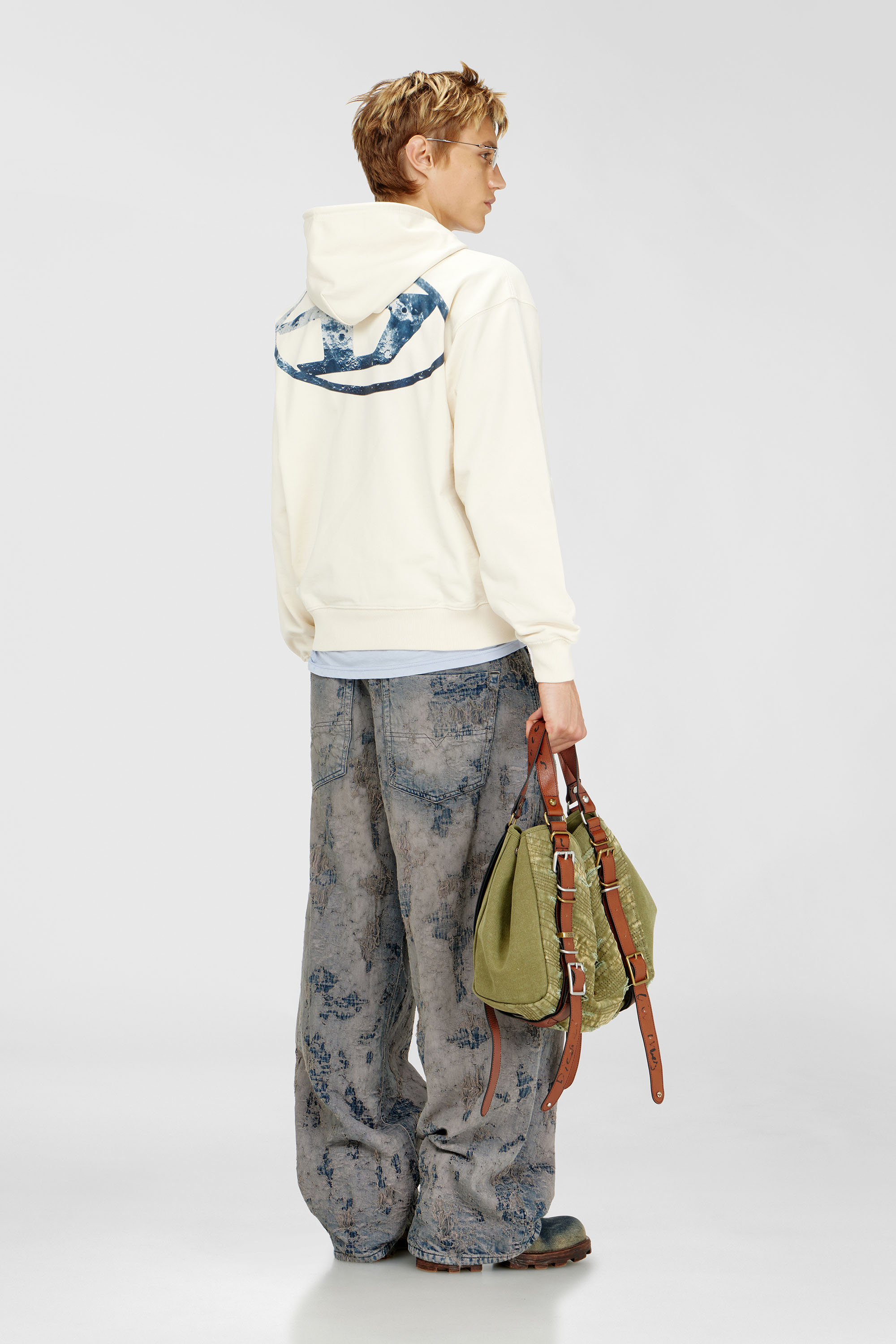 Diesel - S-LUK-H-MOON-T92, Man's Hoodie with Oval D logo in White - 1