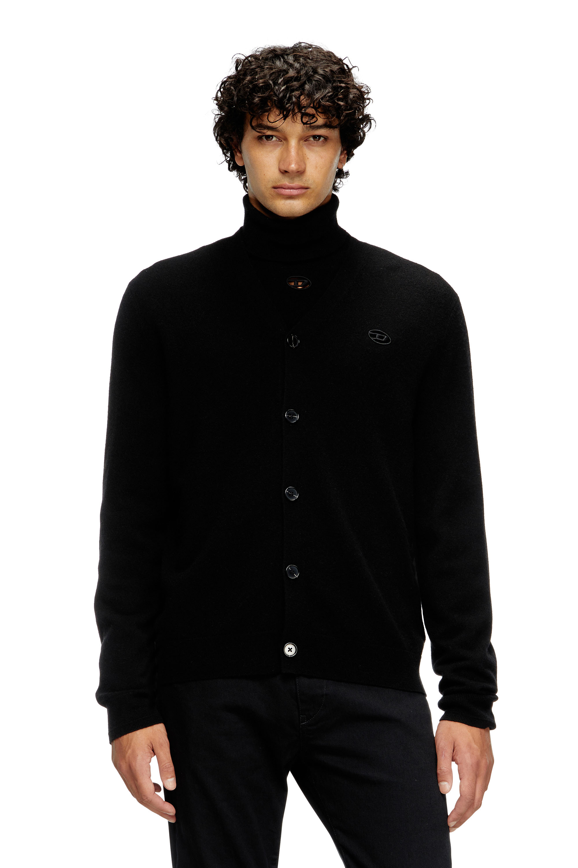 Diesel - K-ZANNIS, Man's Wool and cashmere cardigan in Black - 1