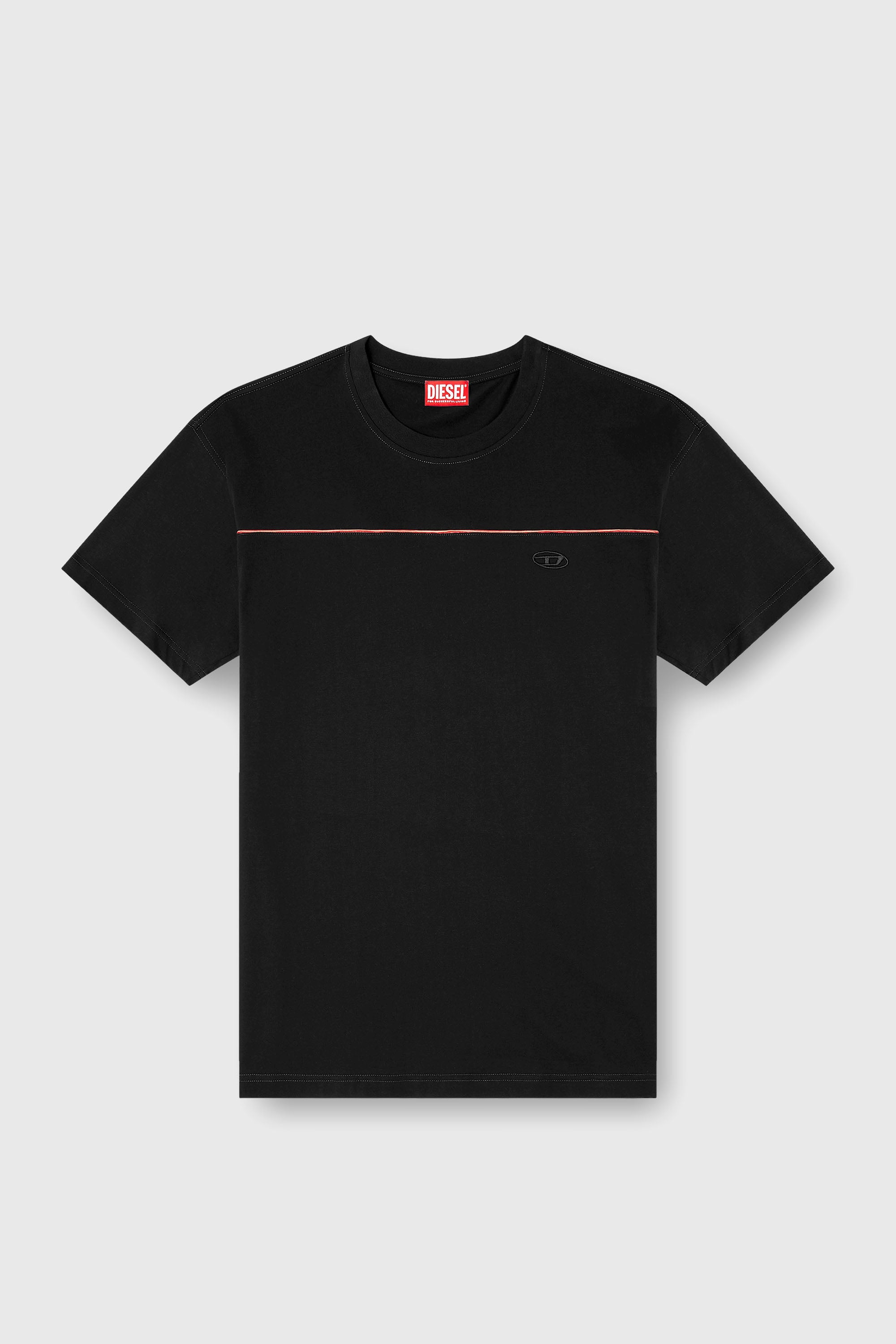 Diesel - T-NORM-PIPING, Man's T-shirt with contrast piping in Black - 2