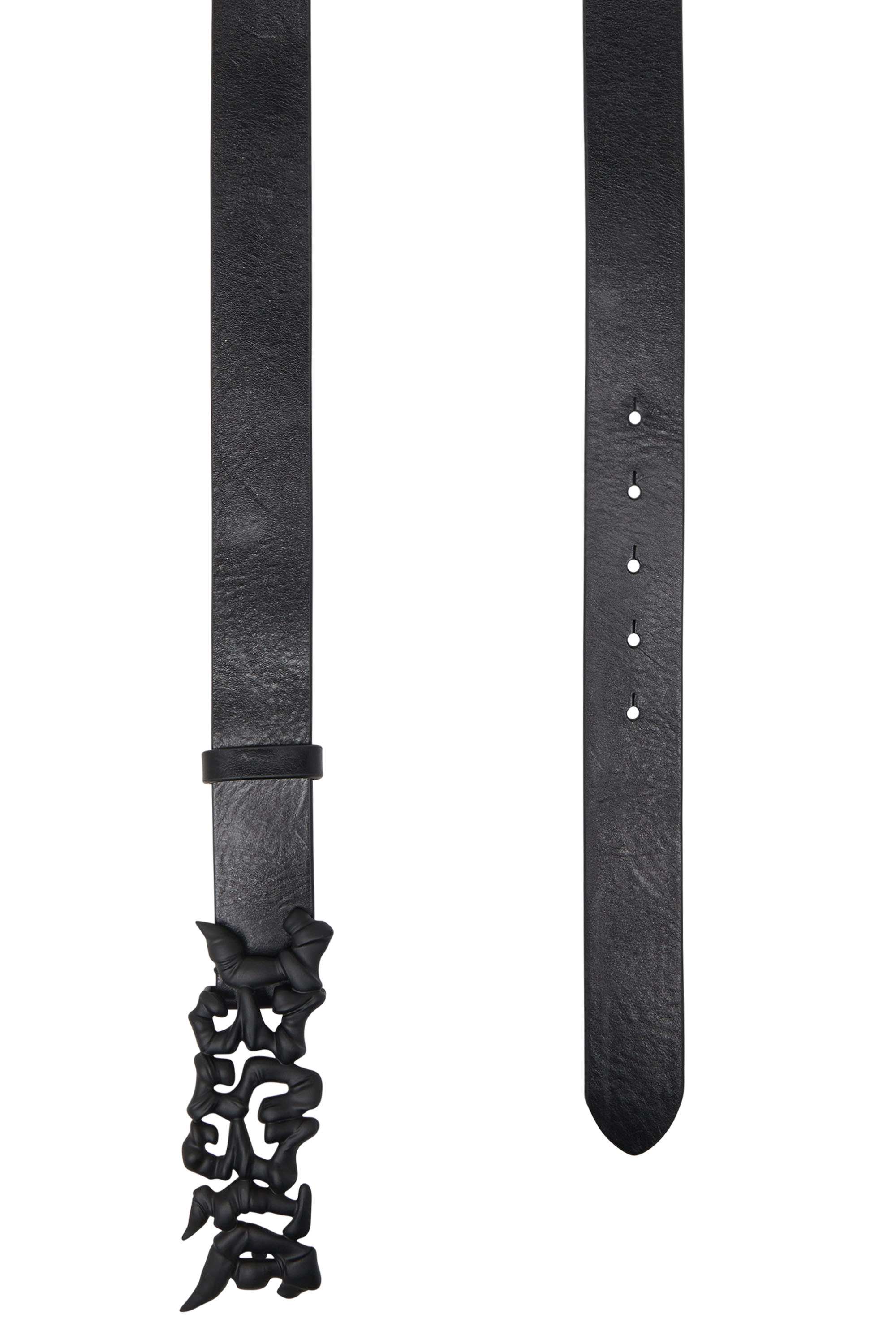 Diesel - B-GRAFFITI, Unisex's 3.5cm pull-up leather belt with graffiti buckle in Black - 2
