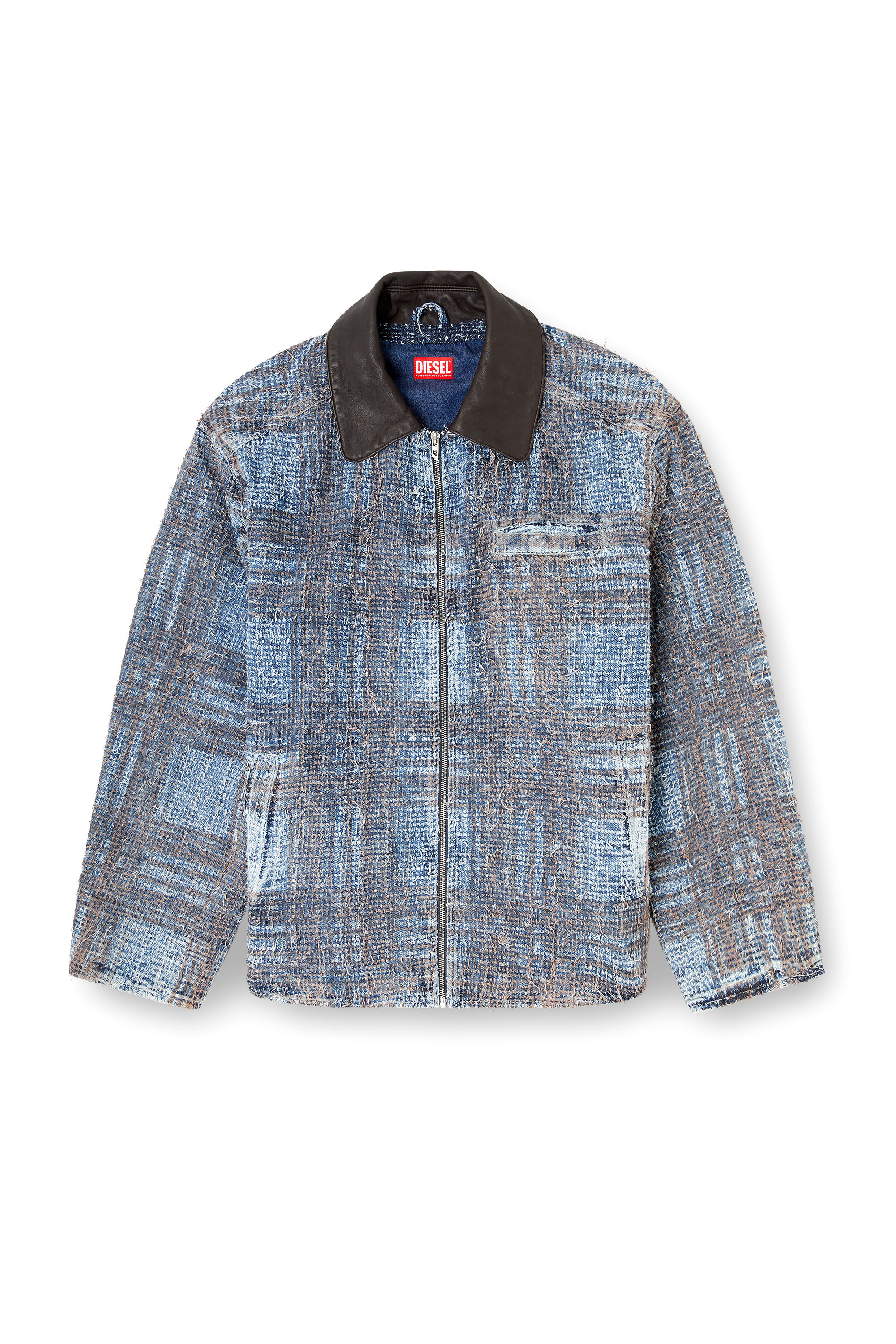 Diesel - D-IVAR-S1, Man's Jacket in graphic bouclé denim in Blue - 3