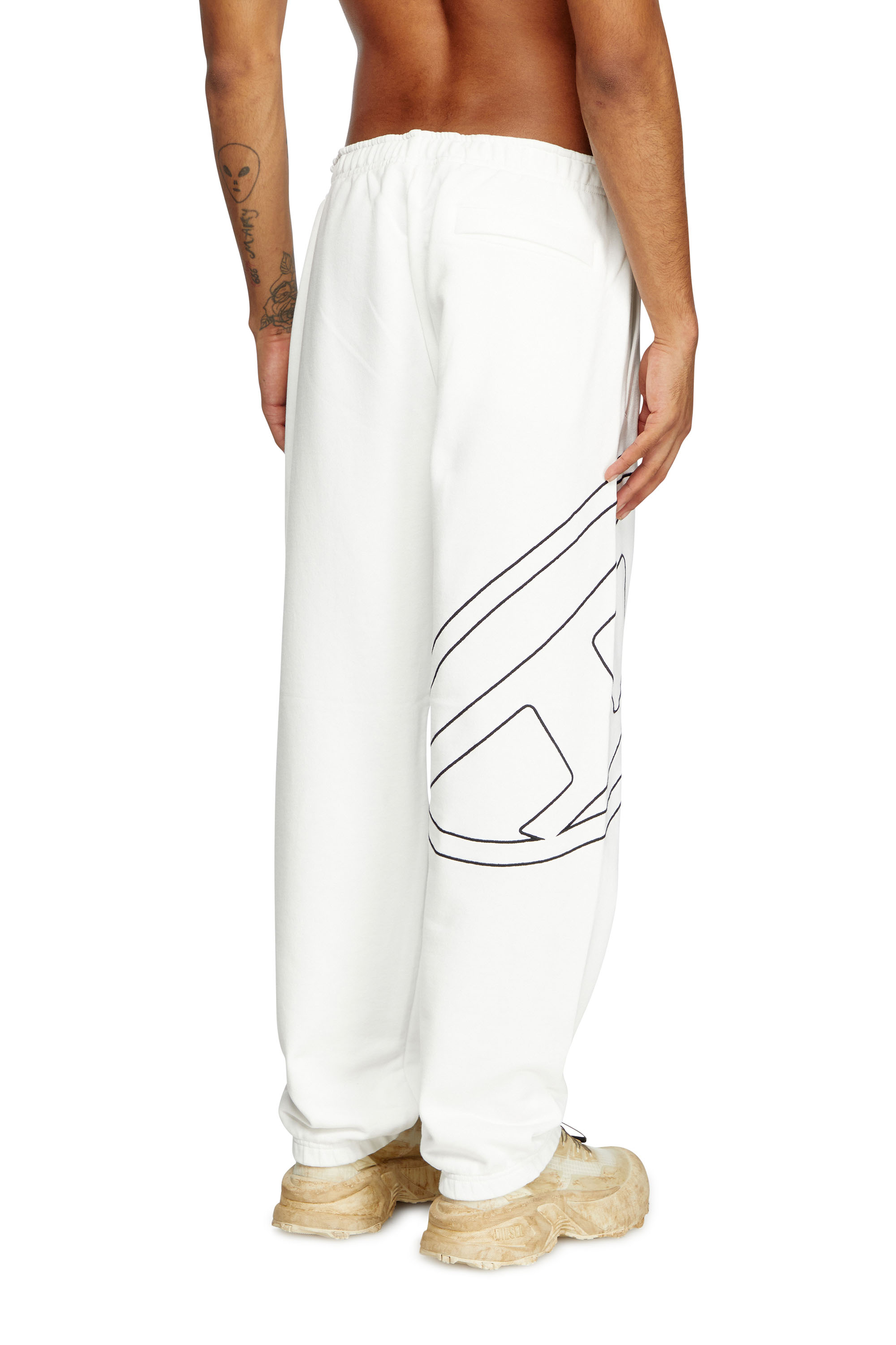 Diesel - P-MARKY-MEGOVAL-D, Man's Track pants with mega oval D in White - 4