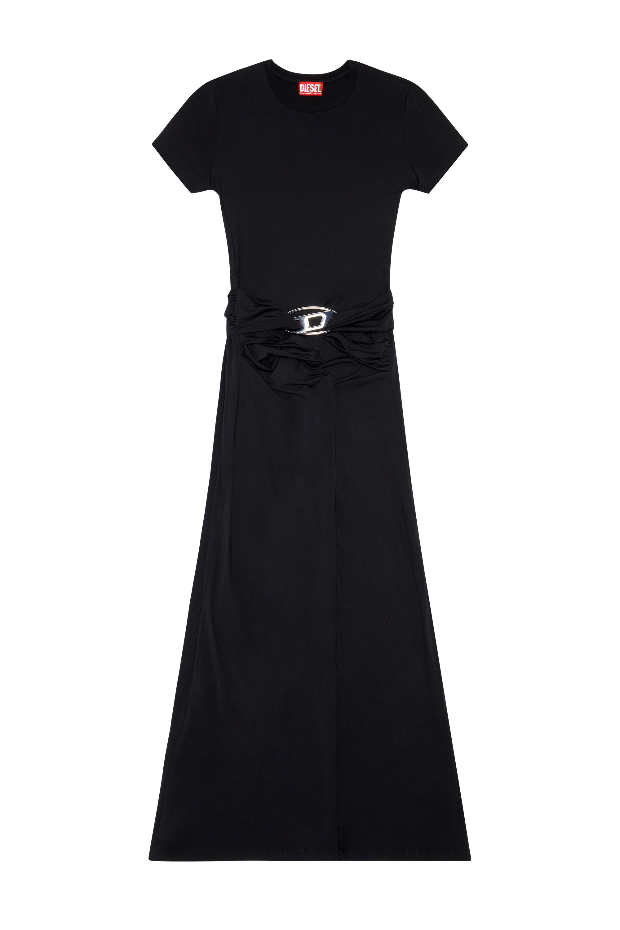 Diesel - D-ROWY, Woman T-shirt dress in stretch modal in Black - Image 1
