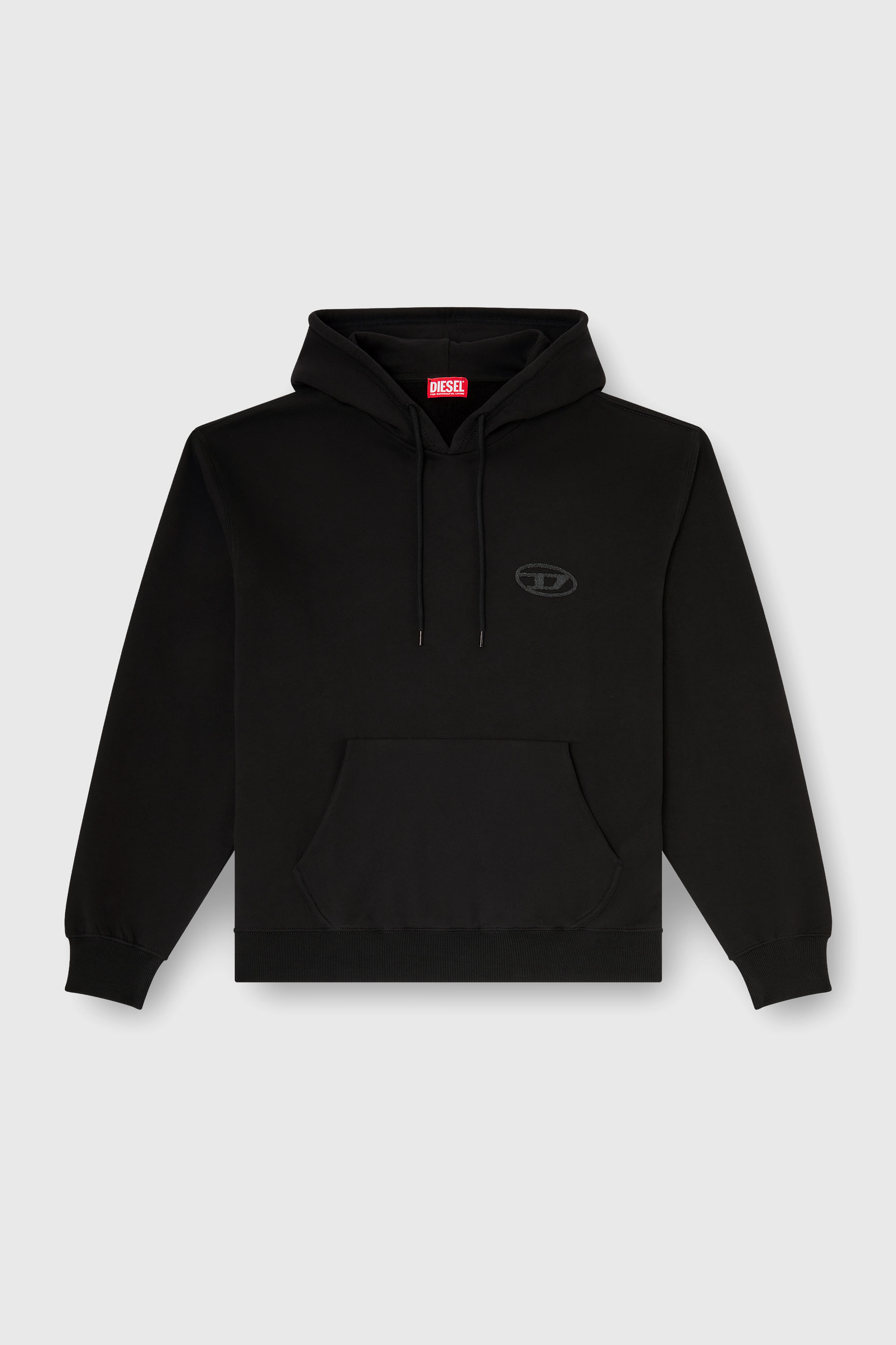 Diesel - S-LUK-H-T92, Man's Cotton hoodie with tonal Oval D logo embroidery in Black - 2