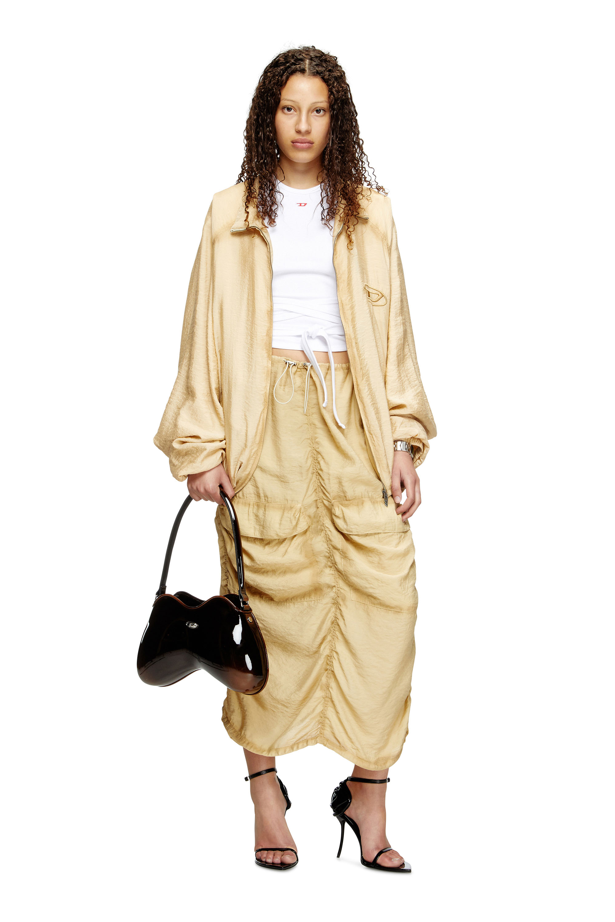 O-RACLE, Beige Diesel - O-RACLE, Woman's Cargo midi skirt in treated viscose-nylon in Beige - 1