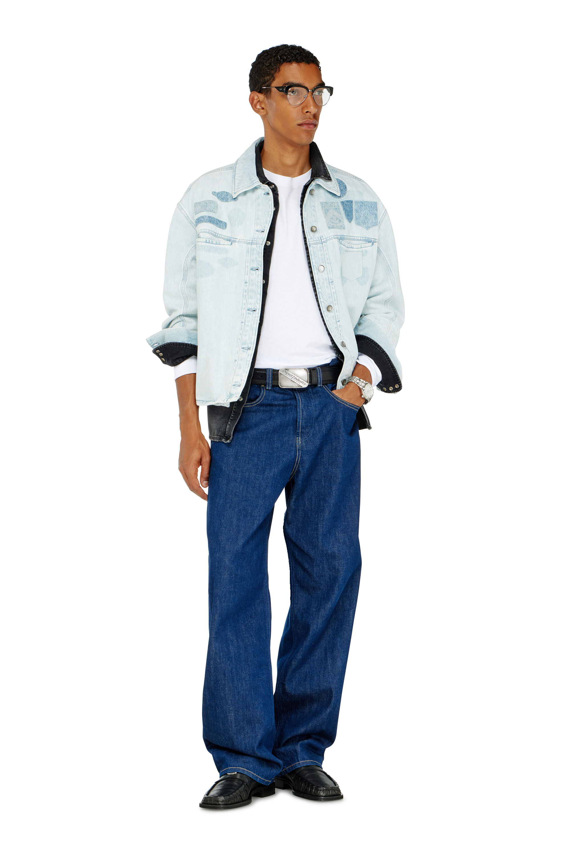 Diesel - D-RYMAVO-S, Unisex's Denim overshirt with patch effects in Light Blue - 1
