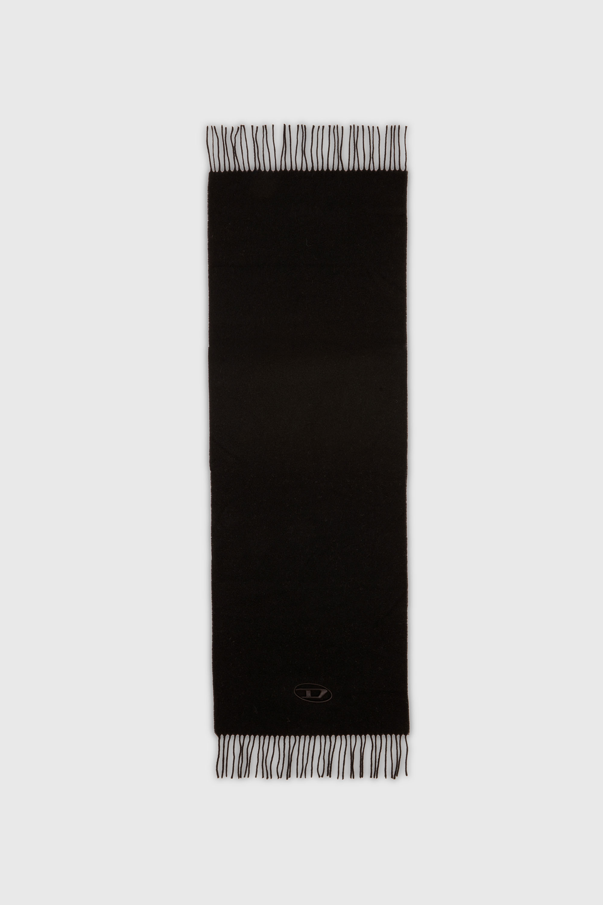 Diesel - S-IMON-D-LONG, Unisex's Wool-blend scarf with fringed edges in Black - 2