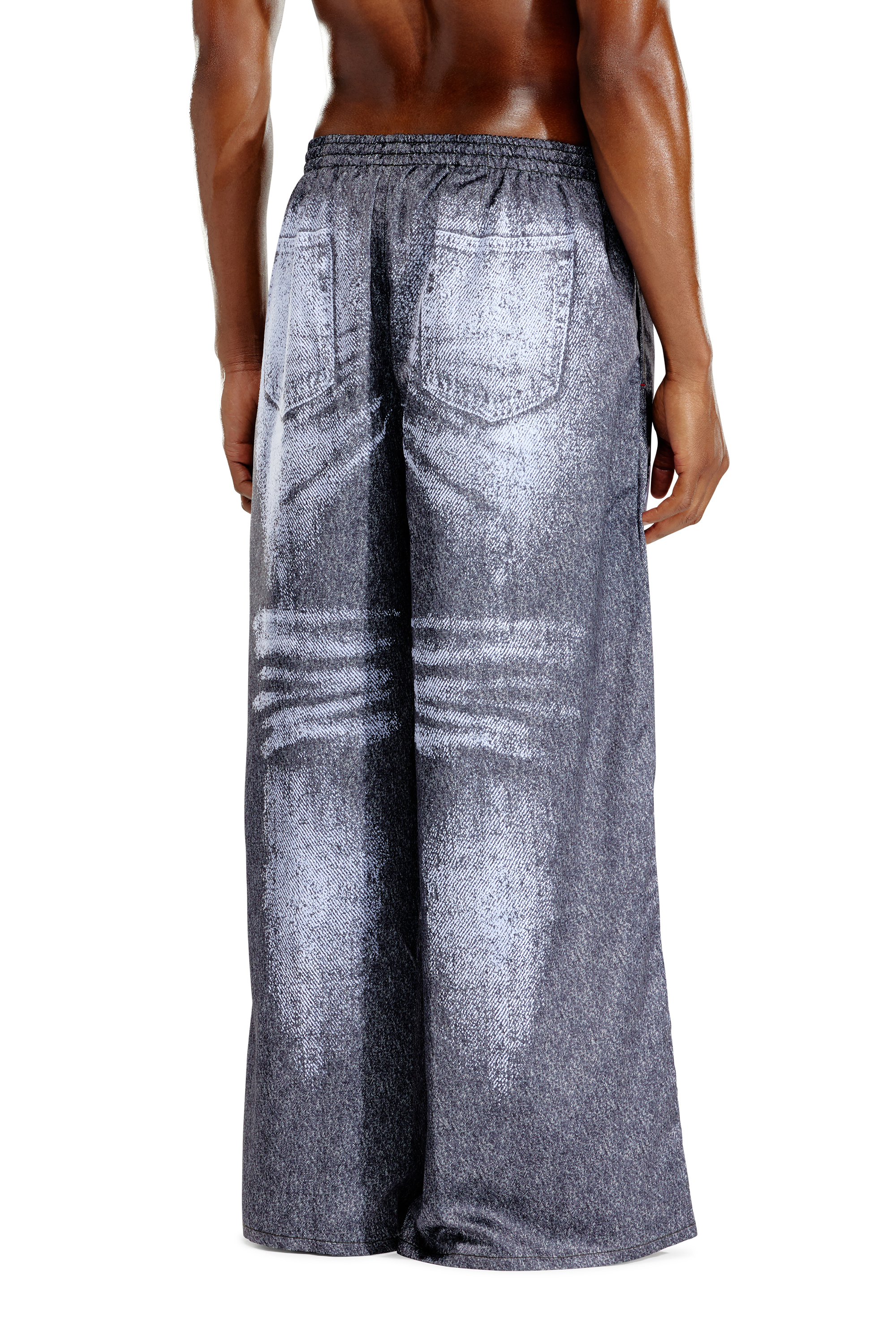 Diesel - STAINS-AND-TROMPE-SLEEP-PANT, Unisex's Satin pyjama pants with denim look in Grey - 3