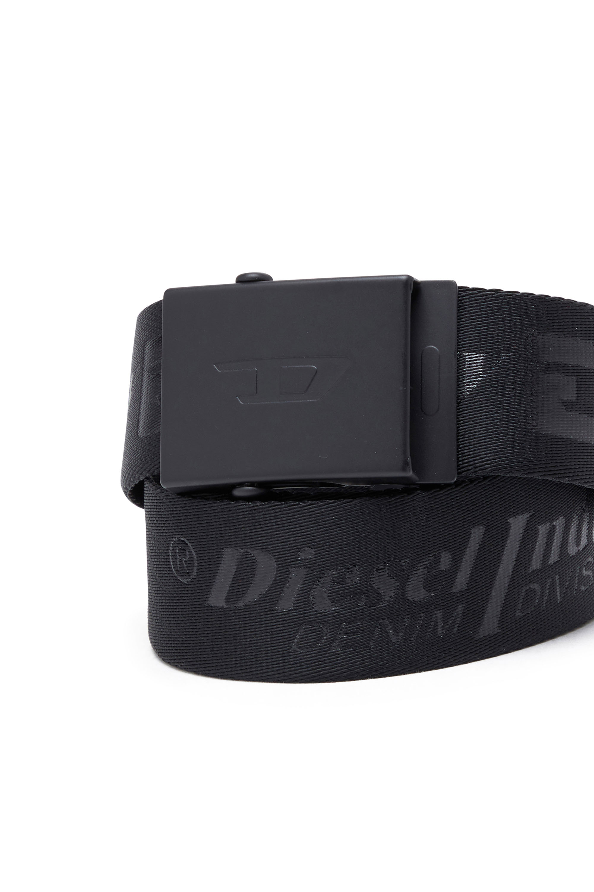 Diesel - B-DIESEL IND-TAPE, Man Tape belt with all-over logos in Black - Image 3