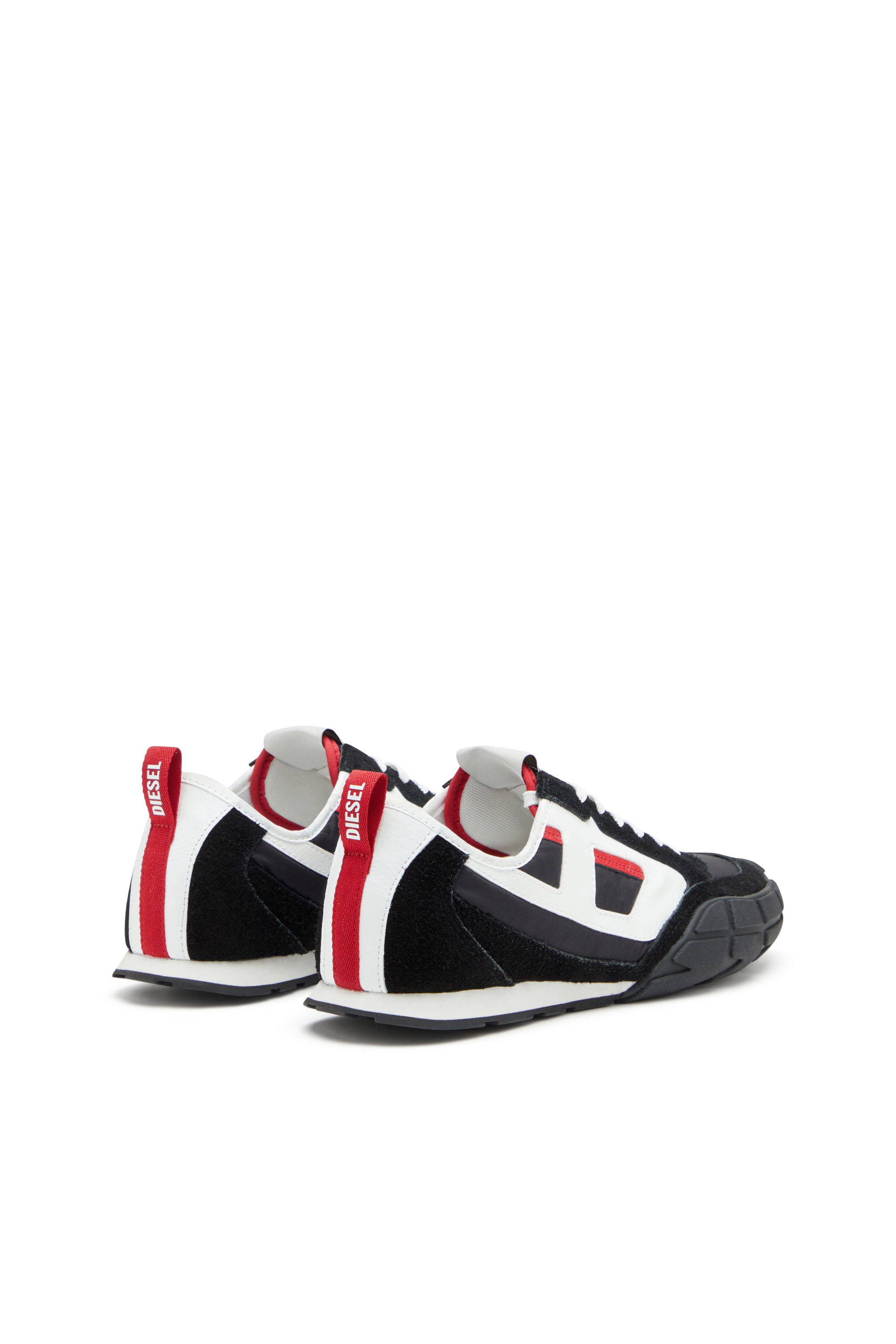 Diesel - S-PAGODHA LOW, Man's S-Pagodha-Sneakers in leather, suede and ripstop in Black/Red - 3