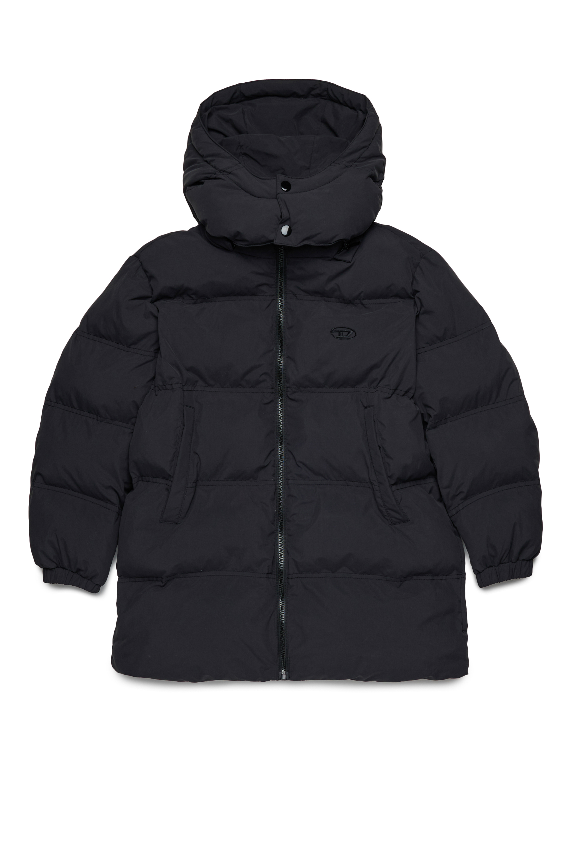Diesel - JWRAVEELLONG, Unisex's Long nylon jacket with hood in Black - 1