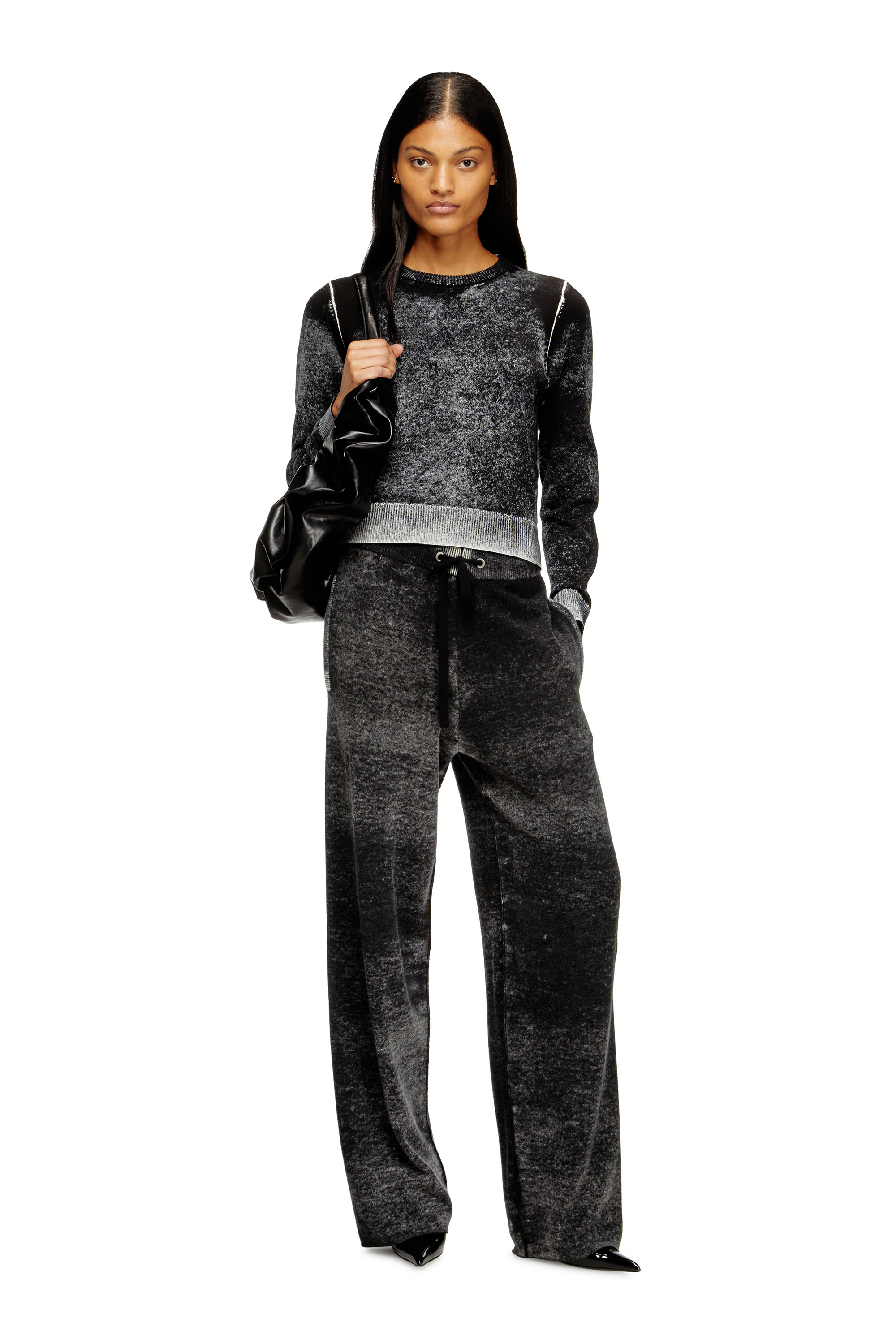 Diesel - M-LOVRE, Woman's Jumper with faded reverse print in Grey/Black - 2