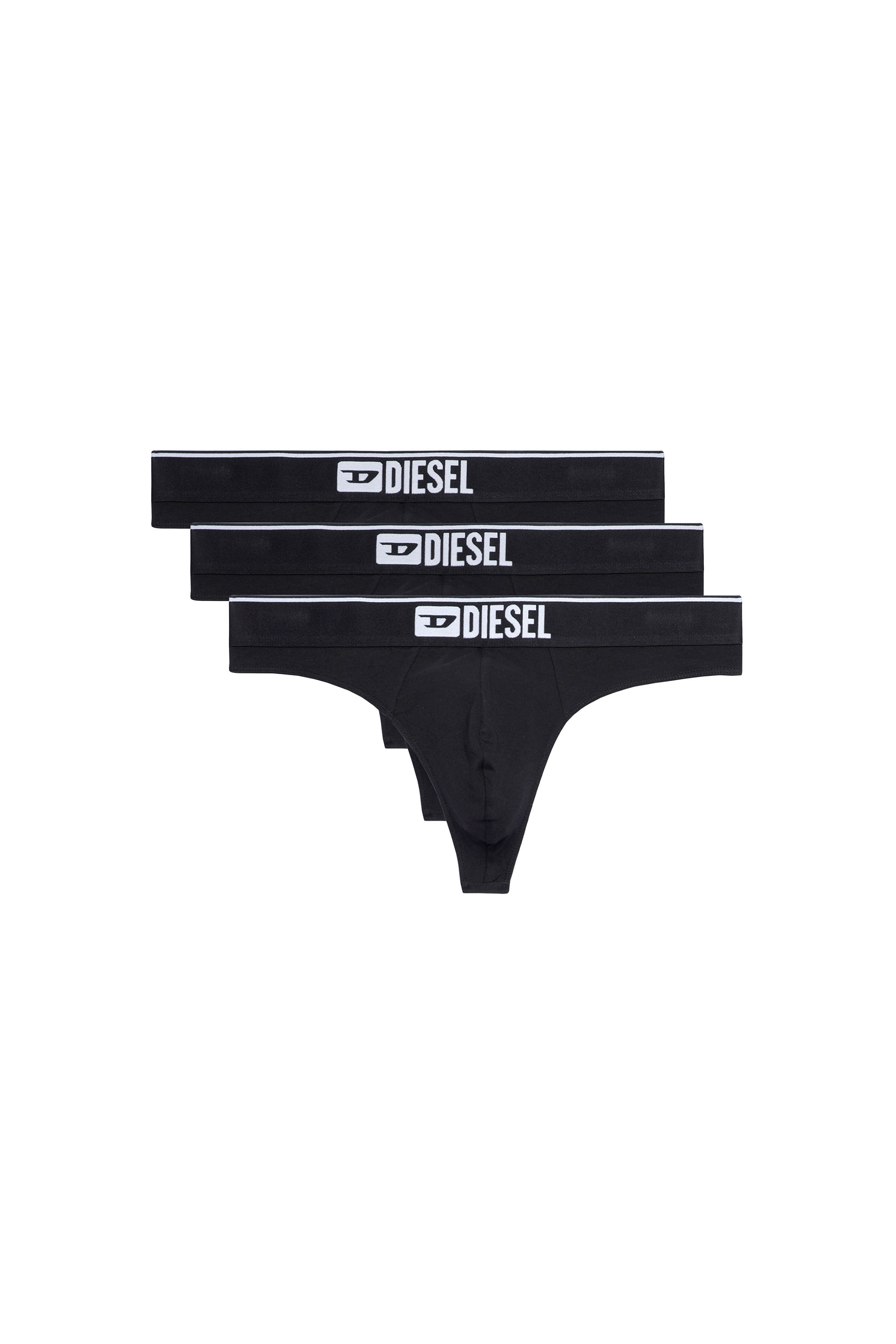 Diesel - UMBR-STRINGTHREEPACK, Man's Three-pack of thongs with logo waist in Black - 2