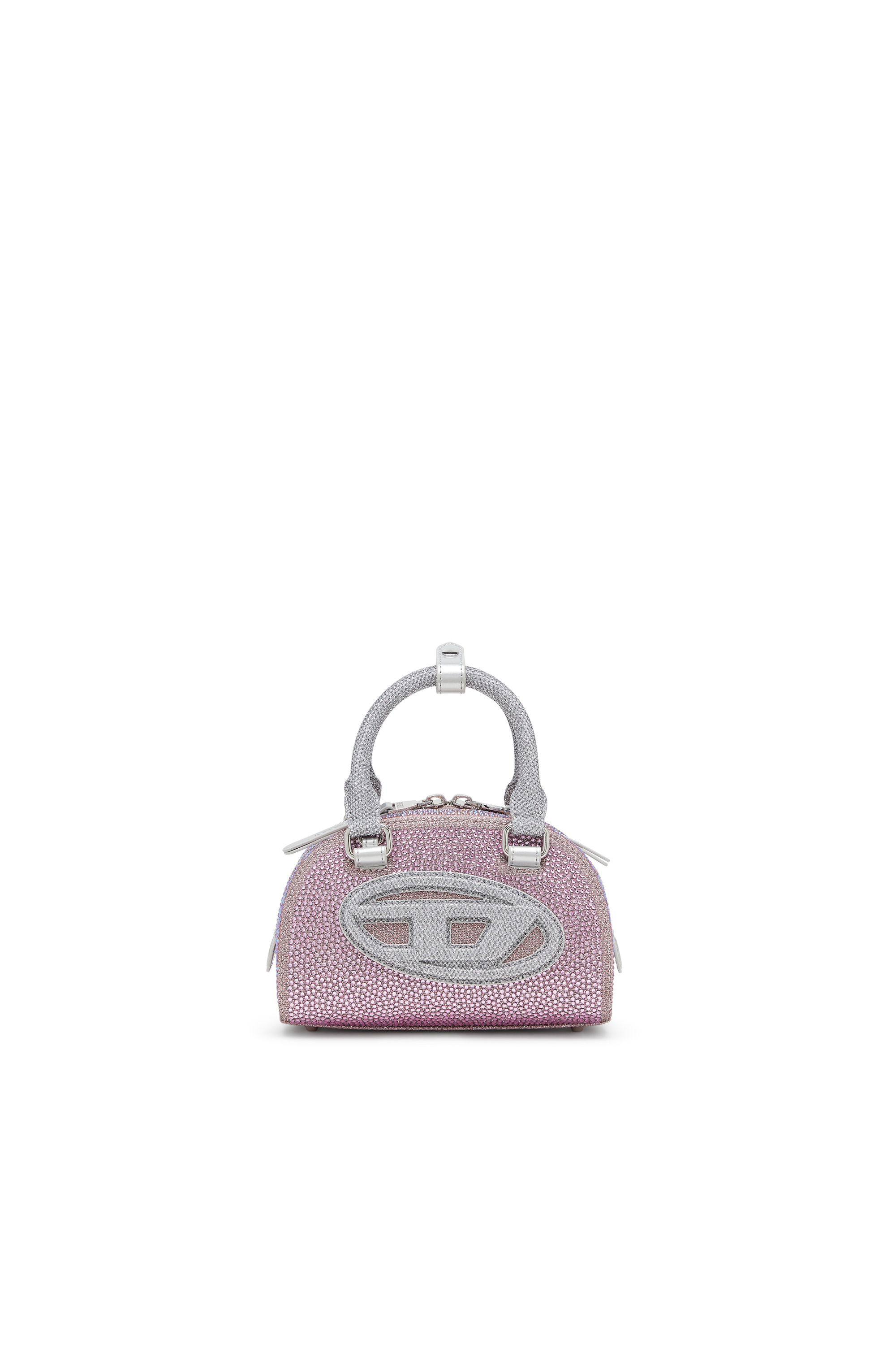 Diesel - 1DR DOME CROSSBODY, Woman's 1DR Dome - Small bowling bag in crystal Lurex in Pink - 1