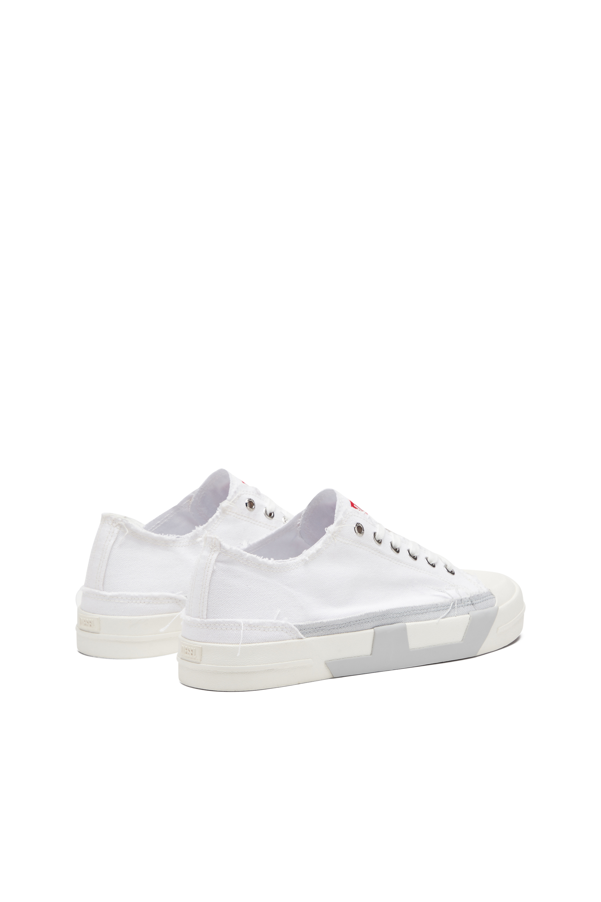 Diesel - S-D-VERSE LOW W, Woman's S-D-Verse-Sneakers in frayed canvas in White/Grey - 3