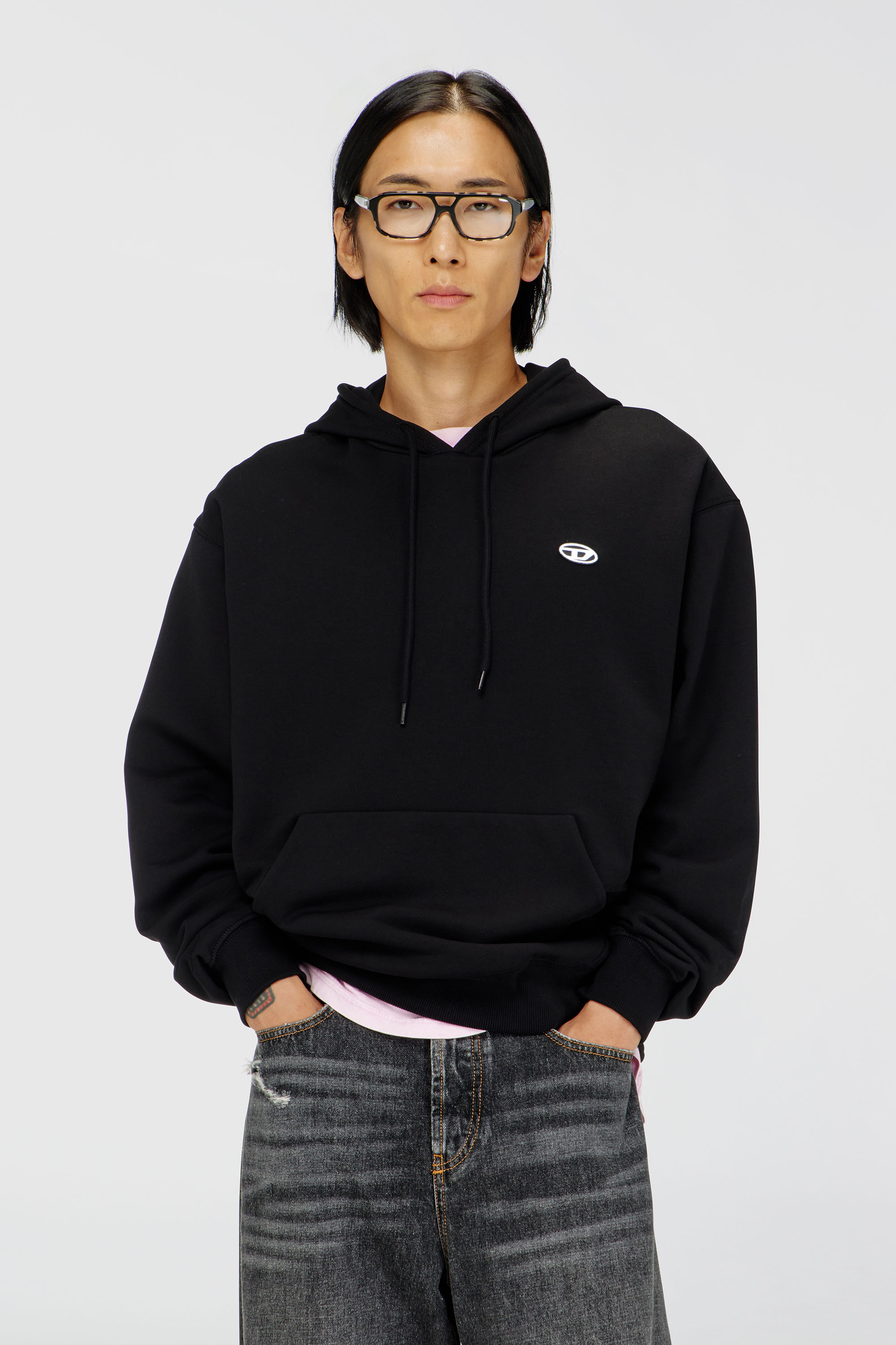 Diesel - S-LUK-H-MOON-T92, Man's Hoodie with Oval D logo in Black - 1