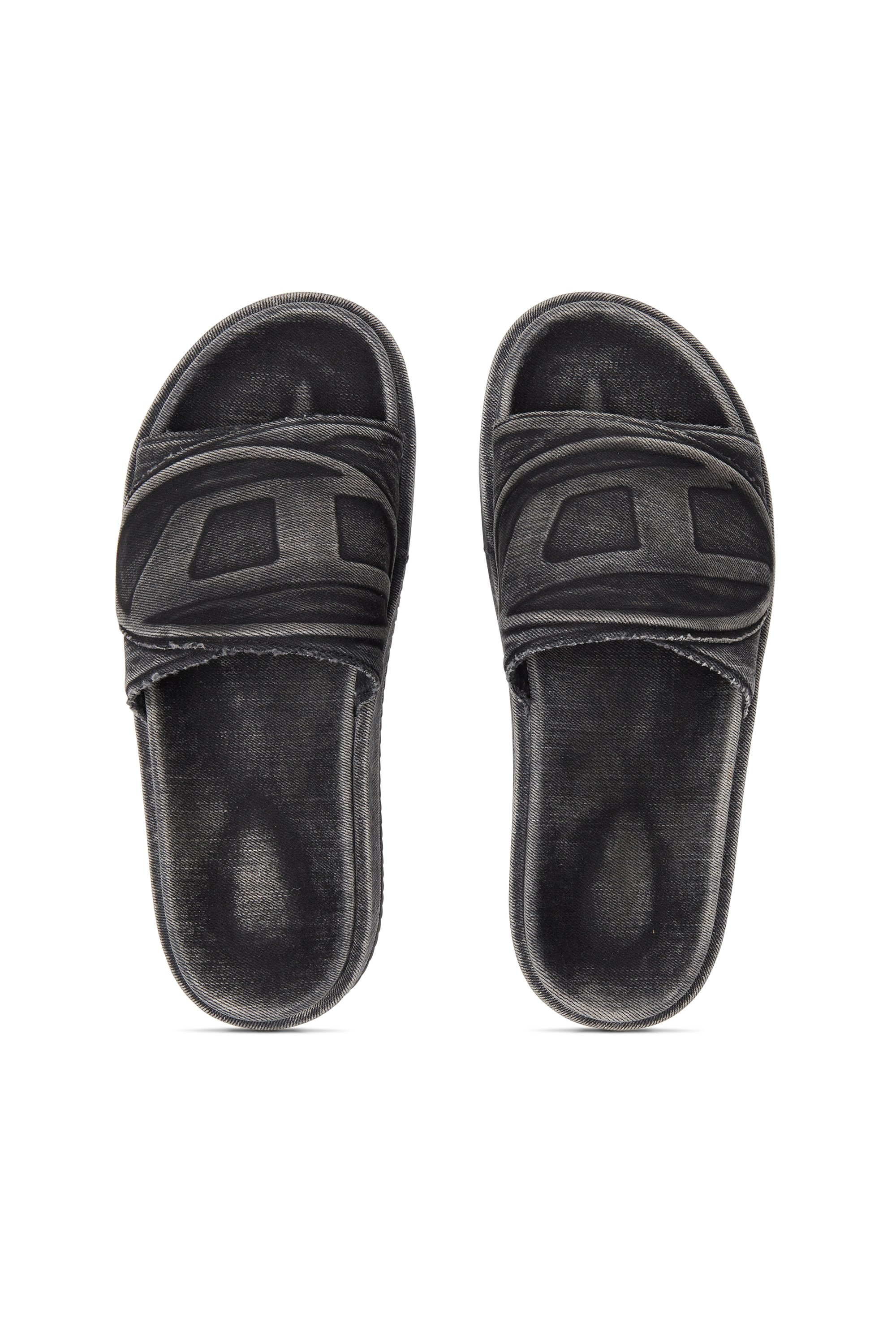 Diesel - SA-SLIDE D OVAL, Unisex's Sa-Slide D-Denim slides with embossed strap in Blue - 6