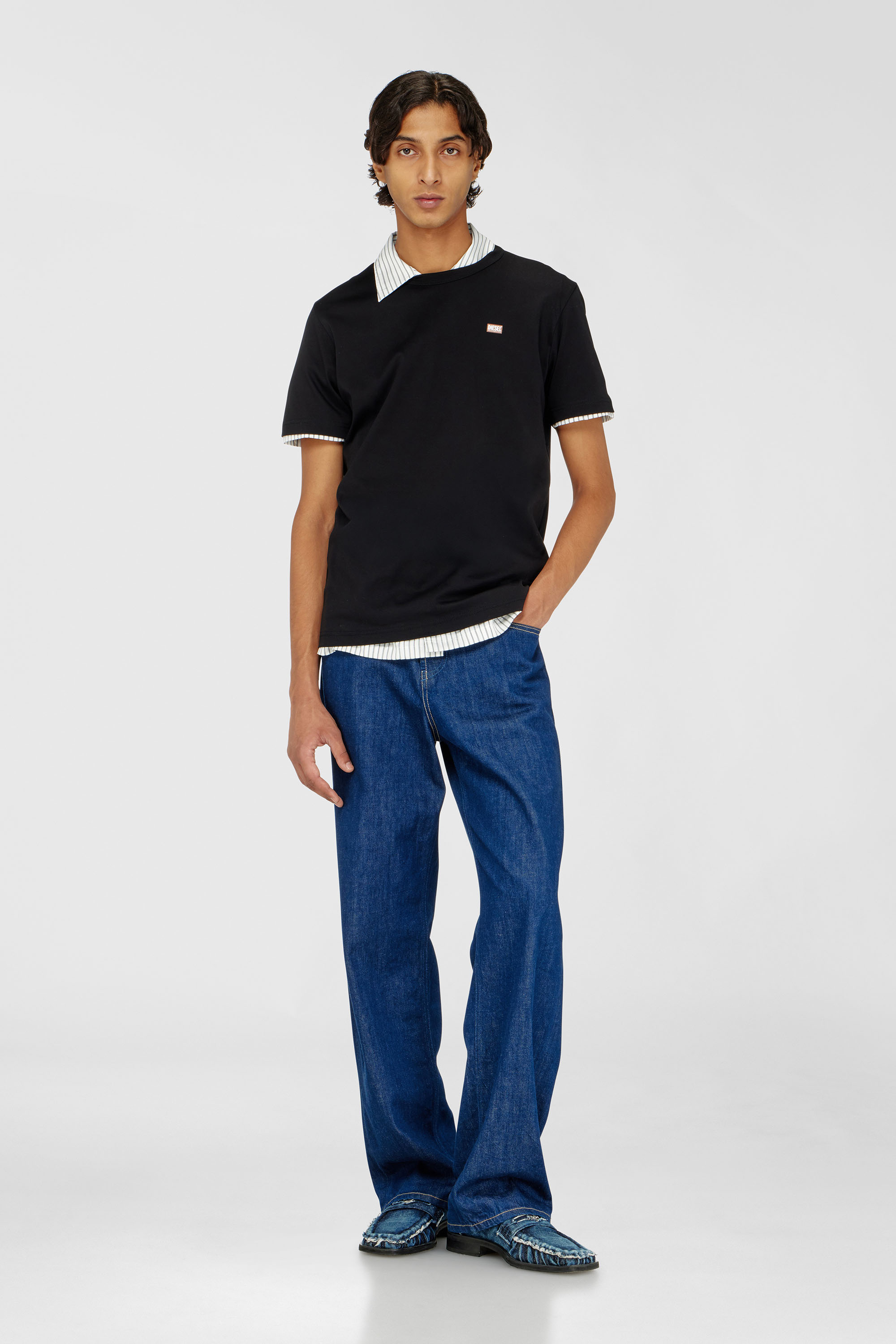 Diesel - T-MIEGOR-K77, Man's Cotton T-shirt with mini logo in Black - 1