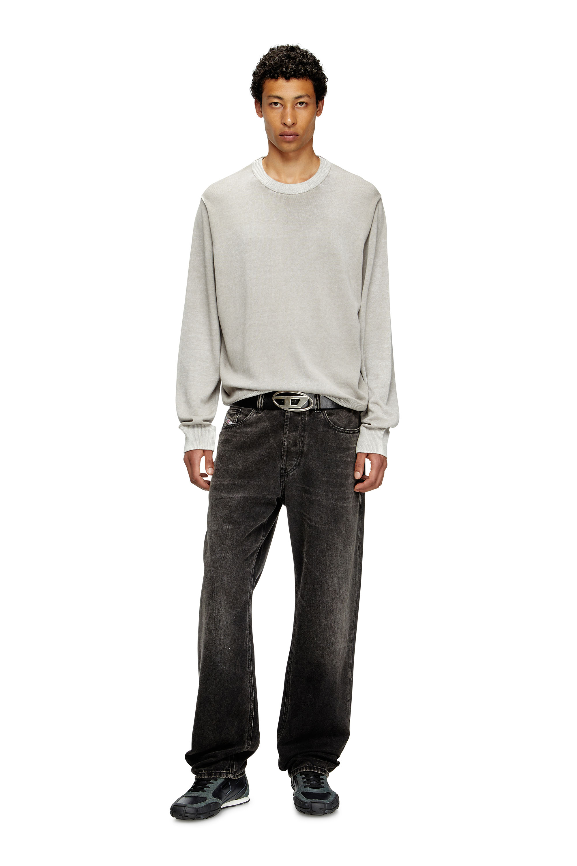 Diesel - K-LARENCE-B, Man's Reverse-print cotton jumper in Light Grey - 2