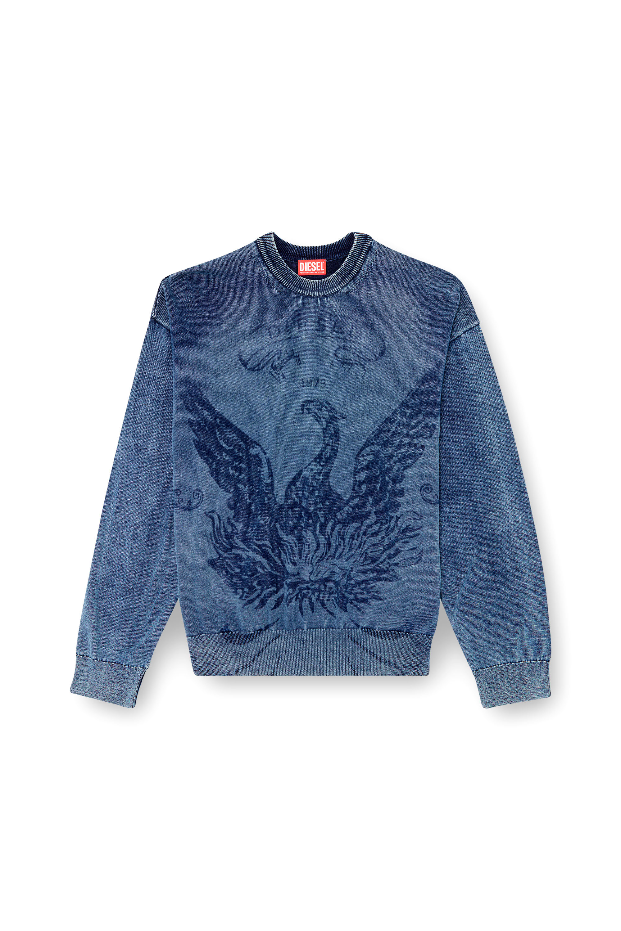 Diesel - K-FENICOL, Man's Indigo jumper with Phoenix logo in Blue - 3
