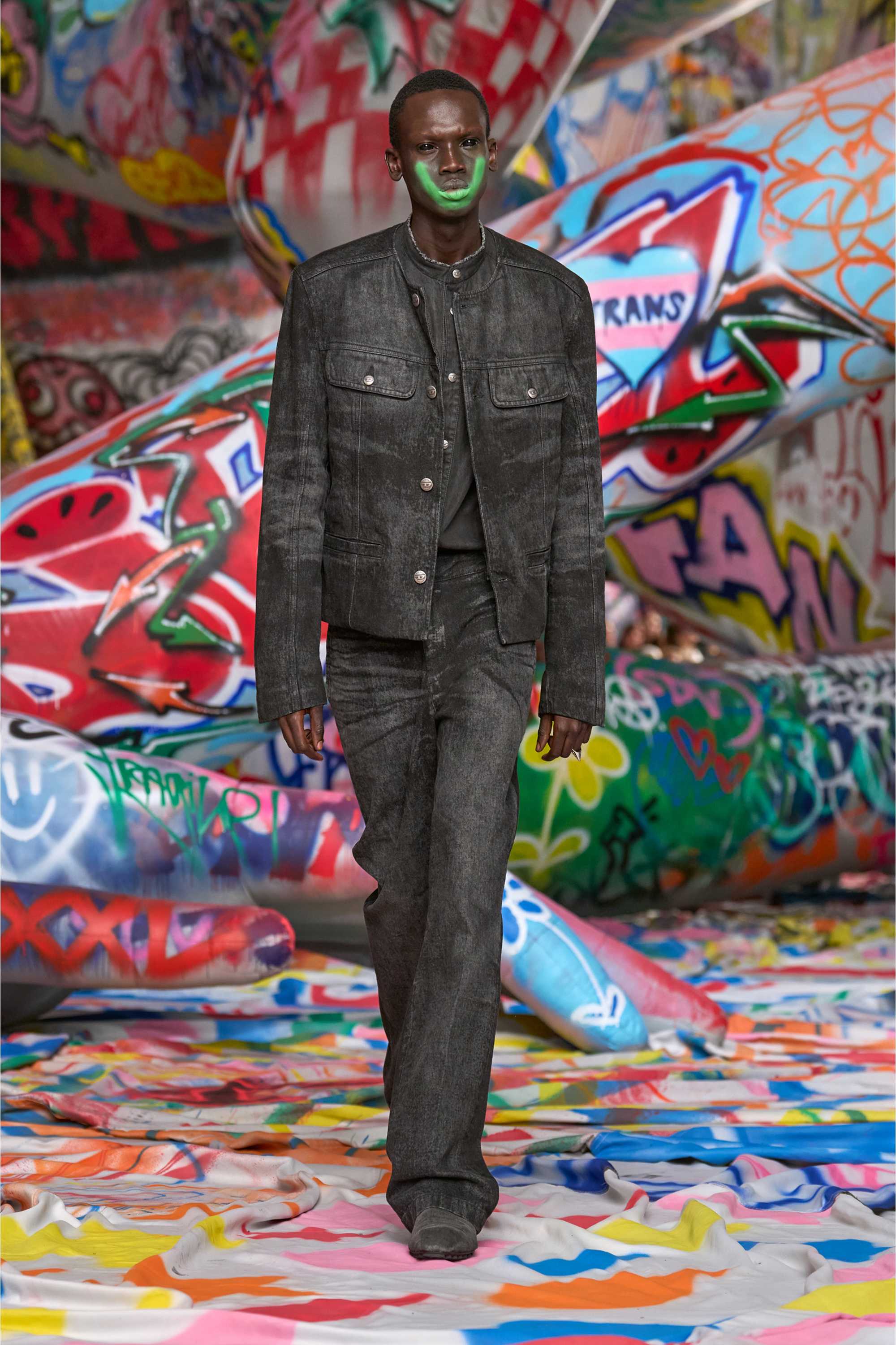 Diesel - D-ABERDEEN-FSH2, Man's Jacket in lasered cotton-hemp denim in Black - 3