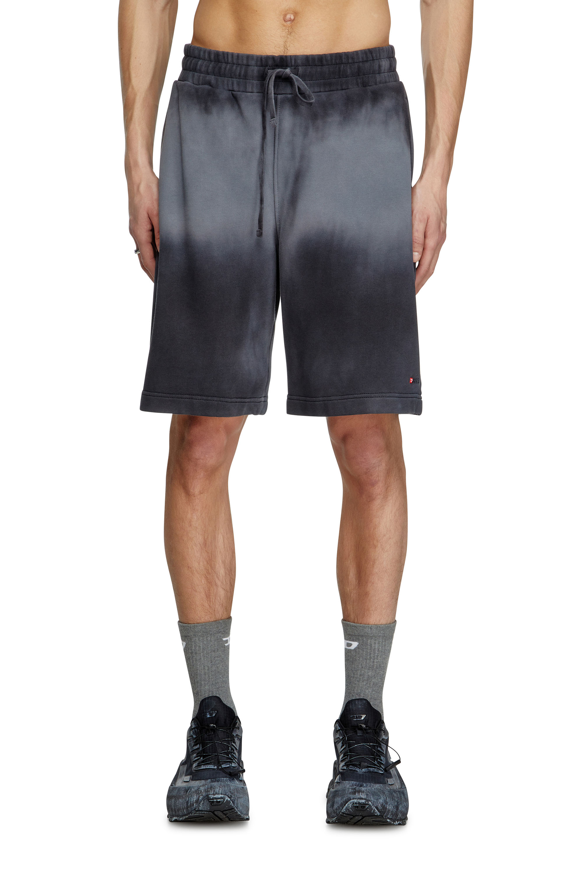 P-CROWNE-R1, Black Diesel - P-CROWNE-R1, Man's Faded sweat shorts with micro logo in Black - 3