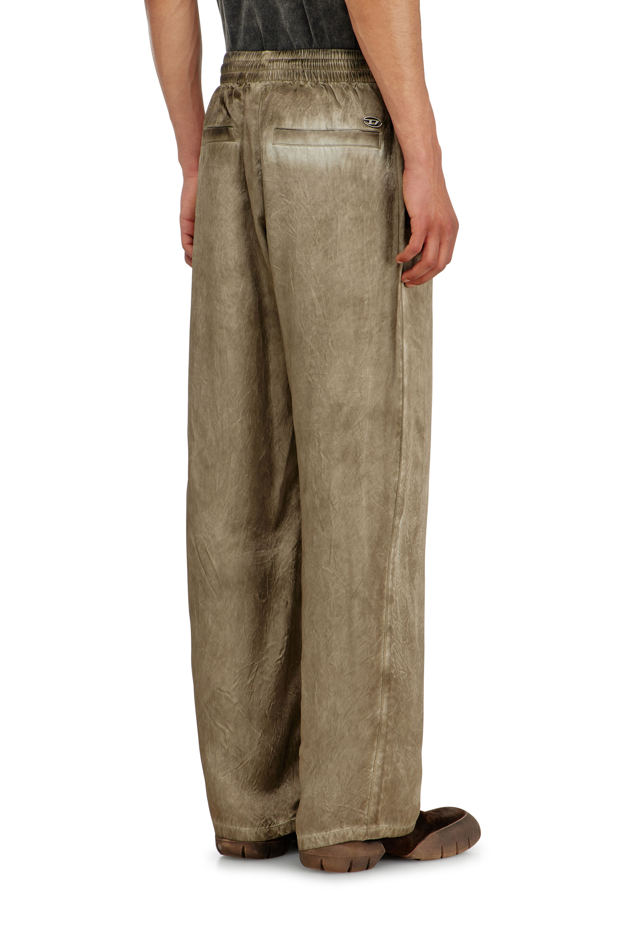 Diesel - P-THECK-AGCT, Man's Pants in wrinkled satin in Light Brown - 3
