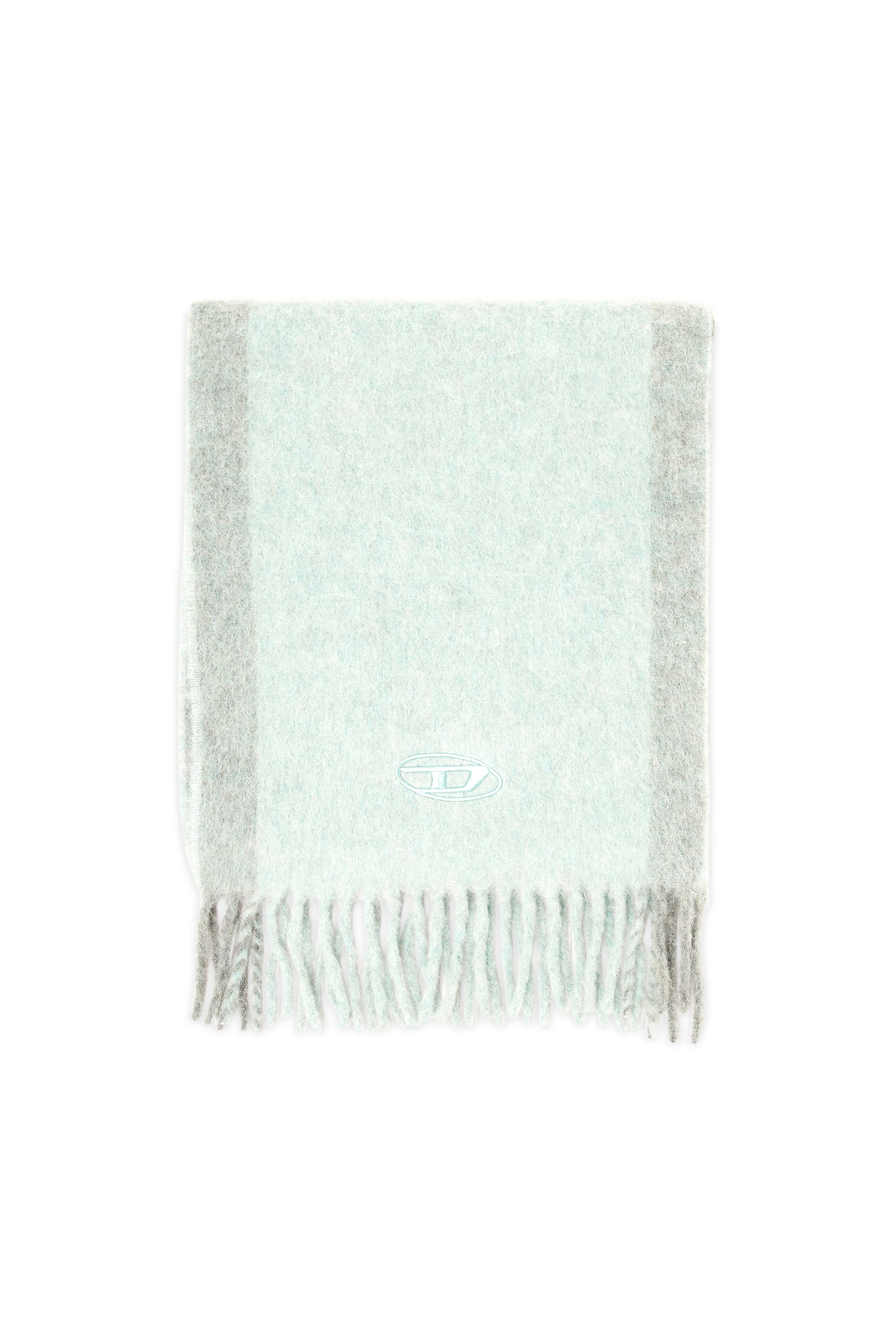 Diesel - S-OLID, Man's Wool-blend scarf with contrast stripes in Water Green - 1
