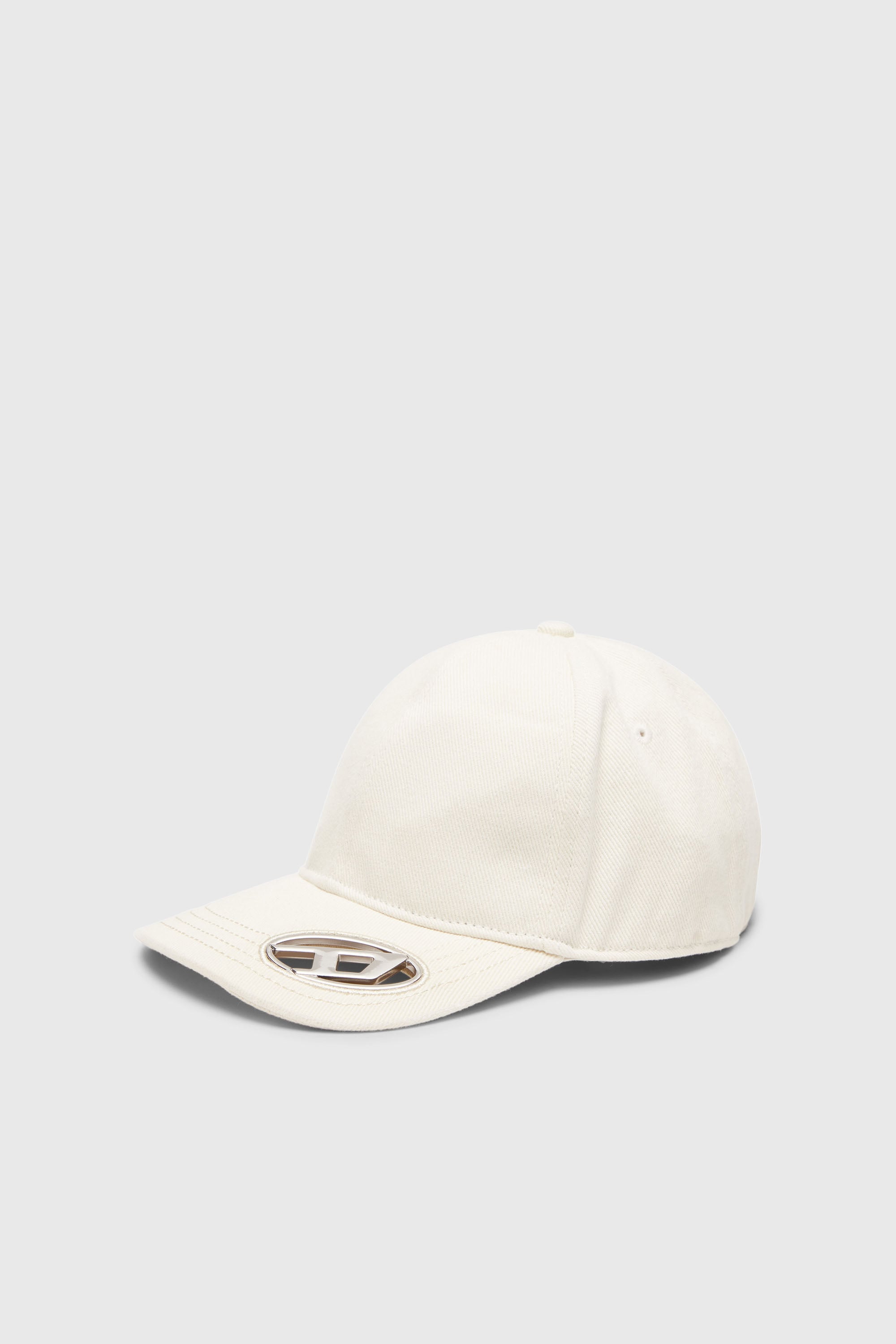 Diesel - C-PLAK, Man's Baseball cap with oval D plaque in White - 1