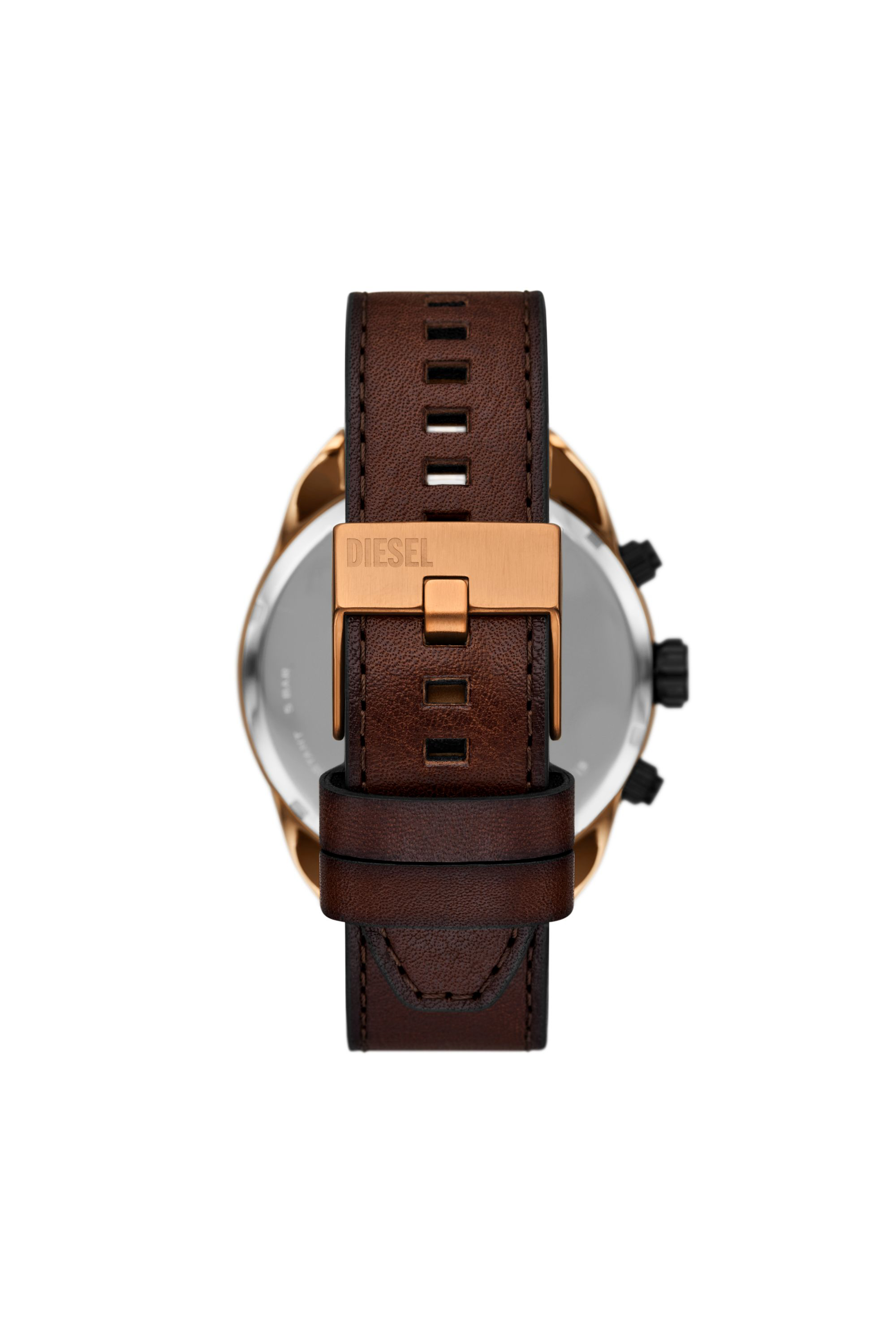Diesel - DZ4698 WATCH, Man's Spiked brown leather watch in Brown - 2
