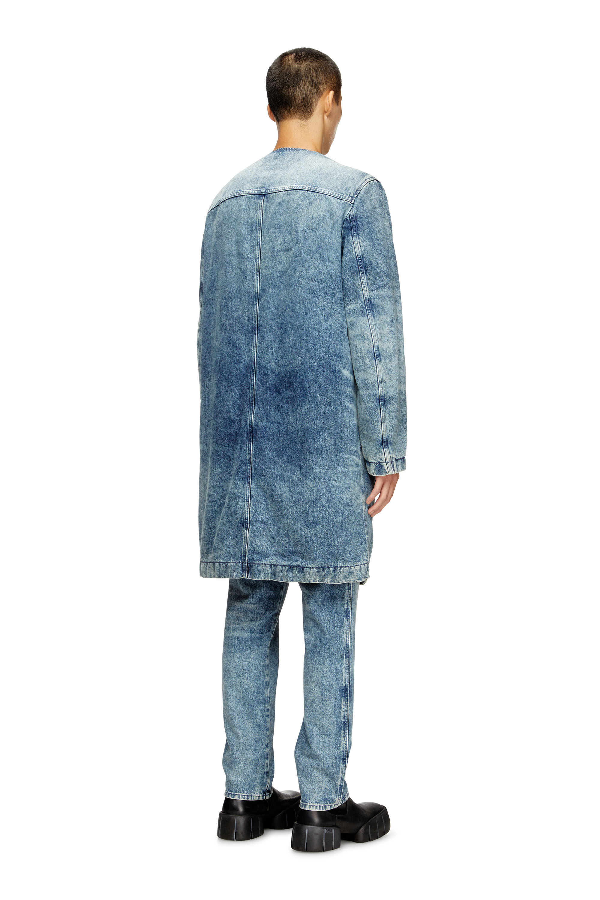 Diesel - D-ABERD-FSH1, Man's Coat in lasered cotton-hemp denim in Light Blue - 4