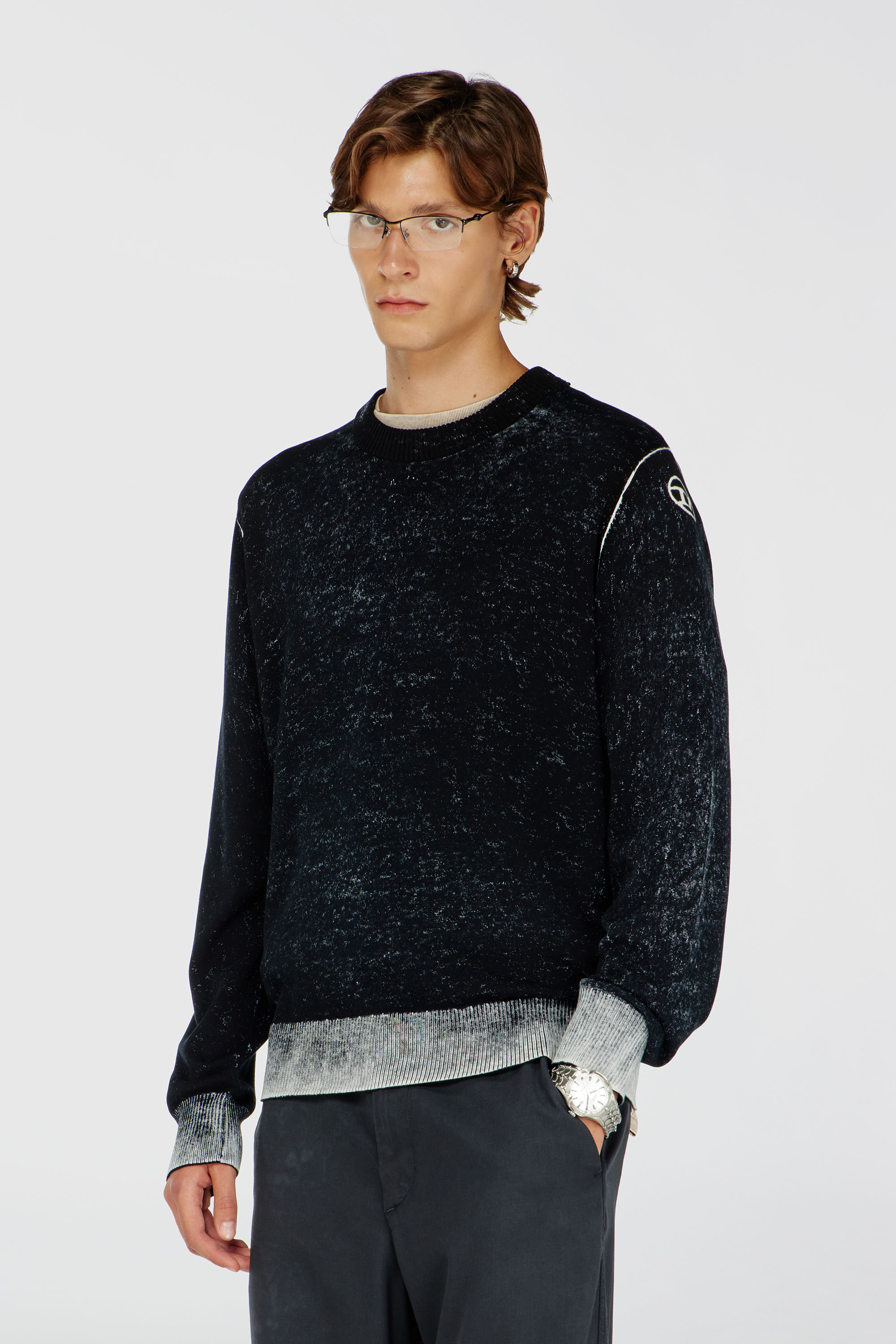 Diesel - K-LARENCE-B, Man's Reverse-print cotton jumper in Black - 1